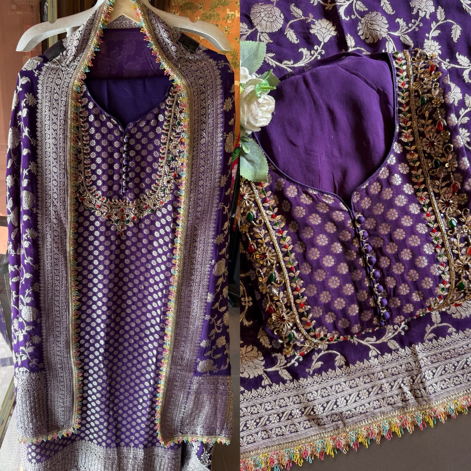 Khaddi Georgette  Banarasi Suit Set