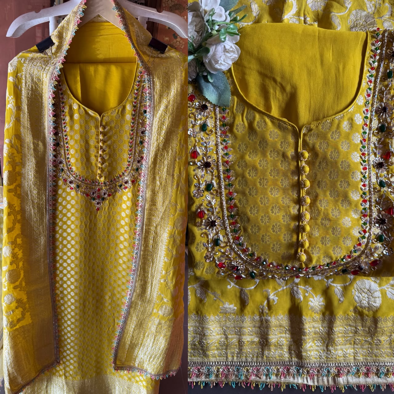 Khaddi Georgette  Banarasi Suit Set