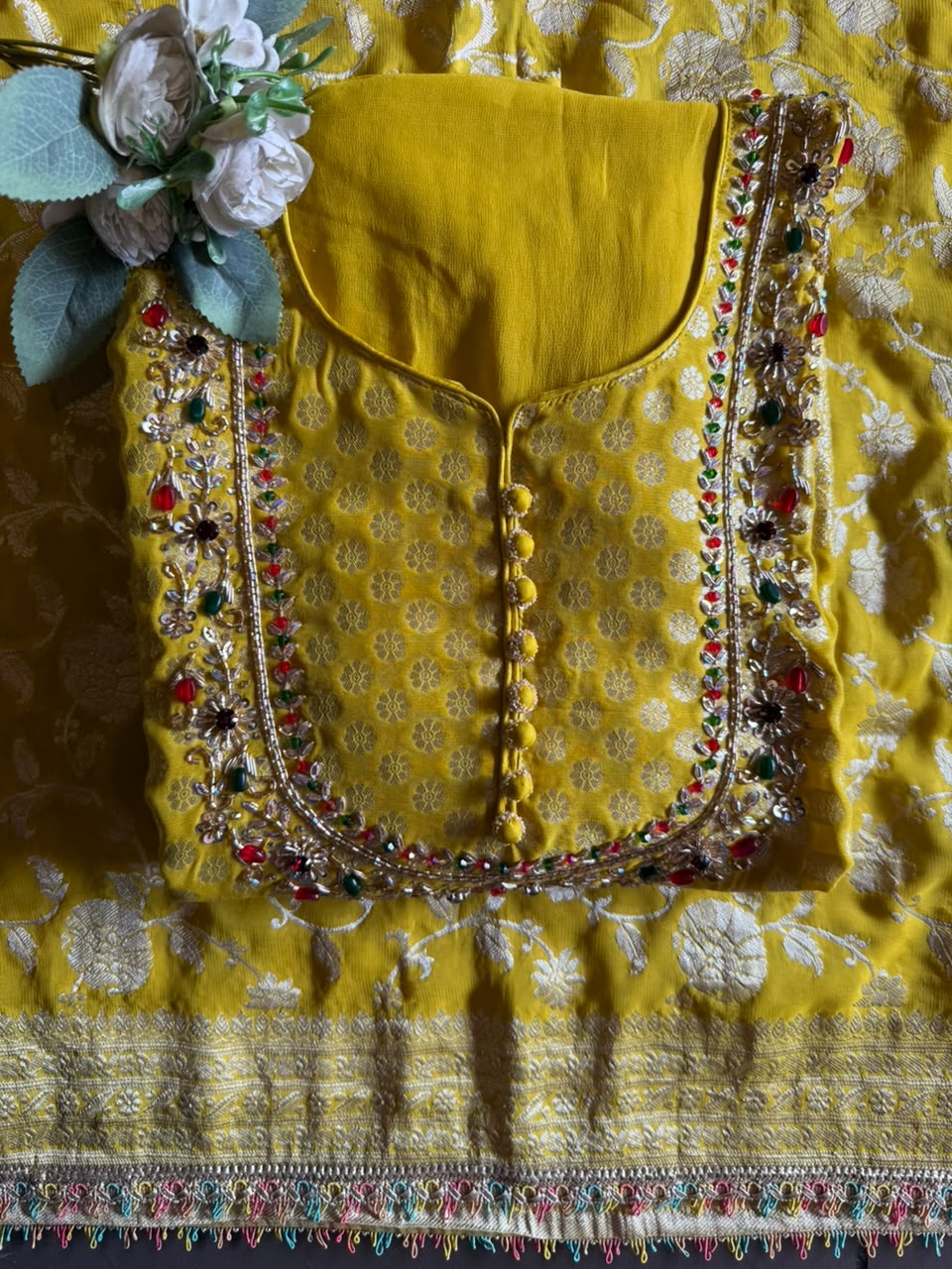 Khaddi Georgette  Banarasi Suit Set