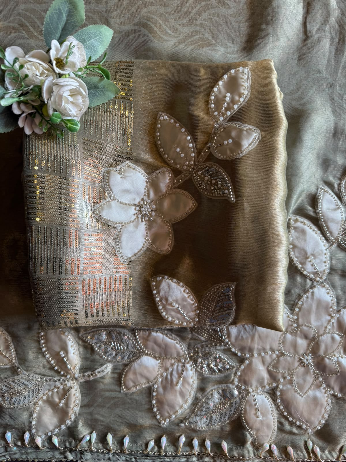Champagne Appliqué patchwork floral Luxury Set
