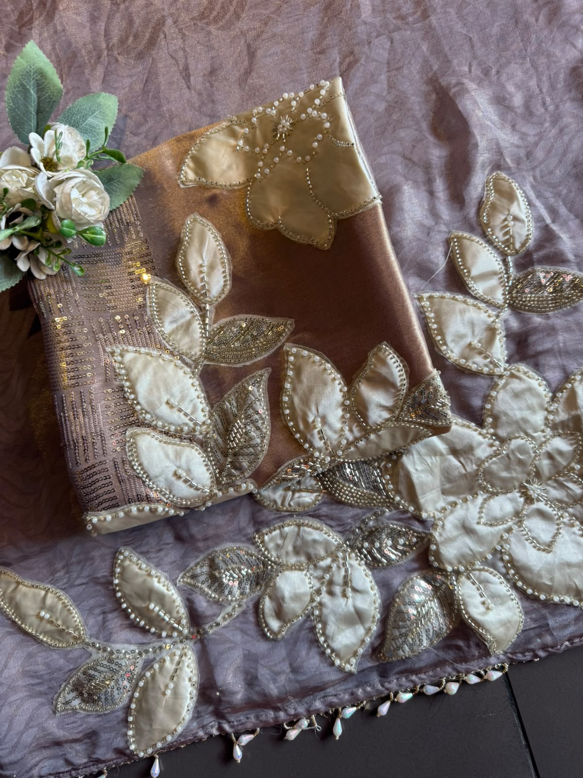 Champagne Appliqué patchwork floral Luxury Set