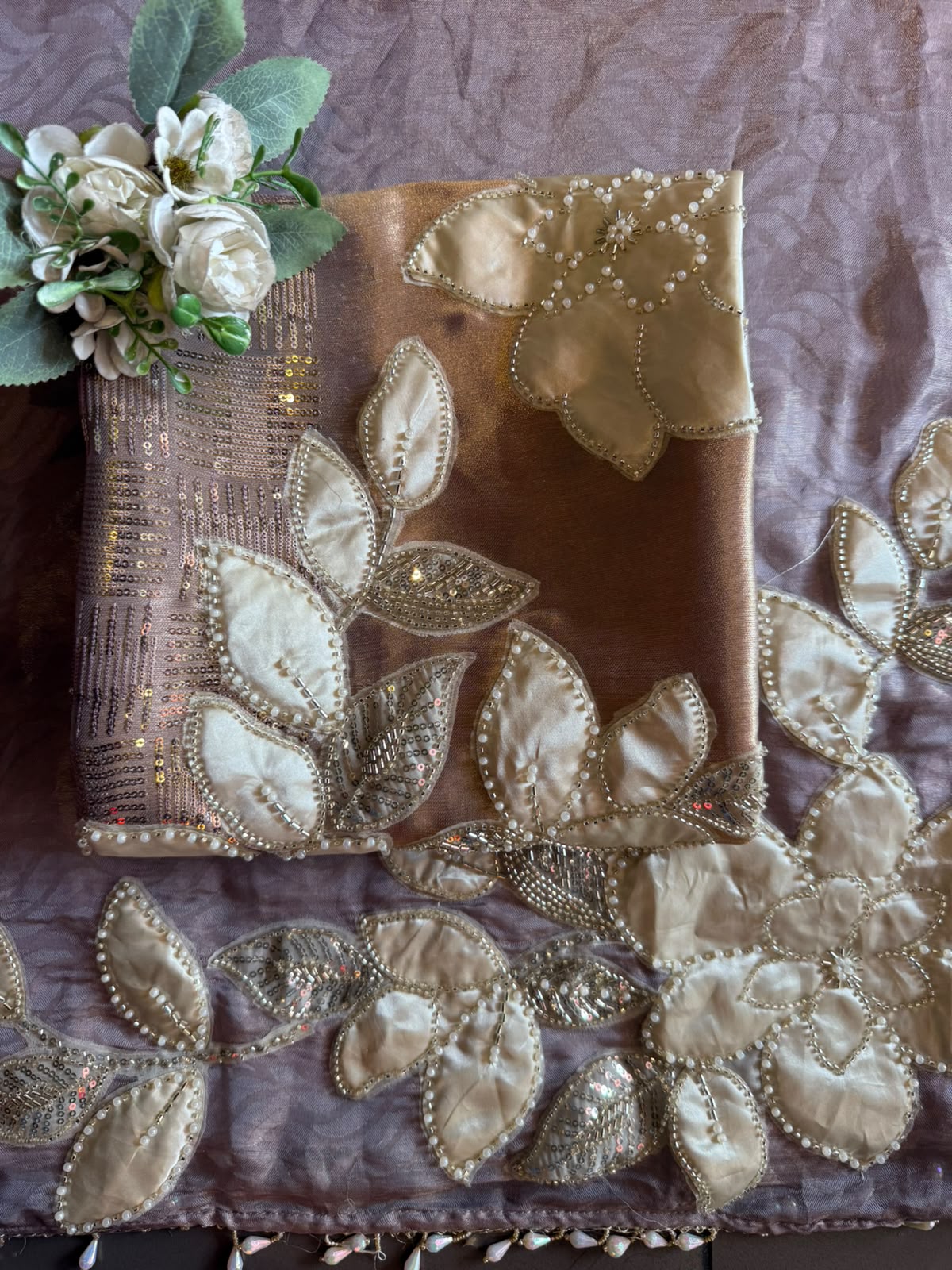 Champagne Appliqué patchwork floral Luxury Set