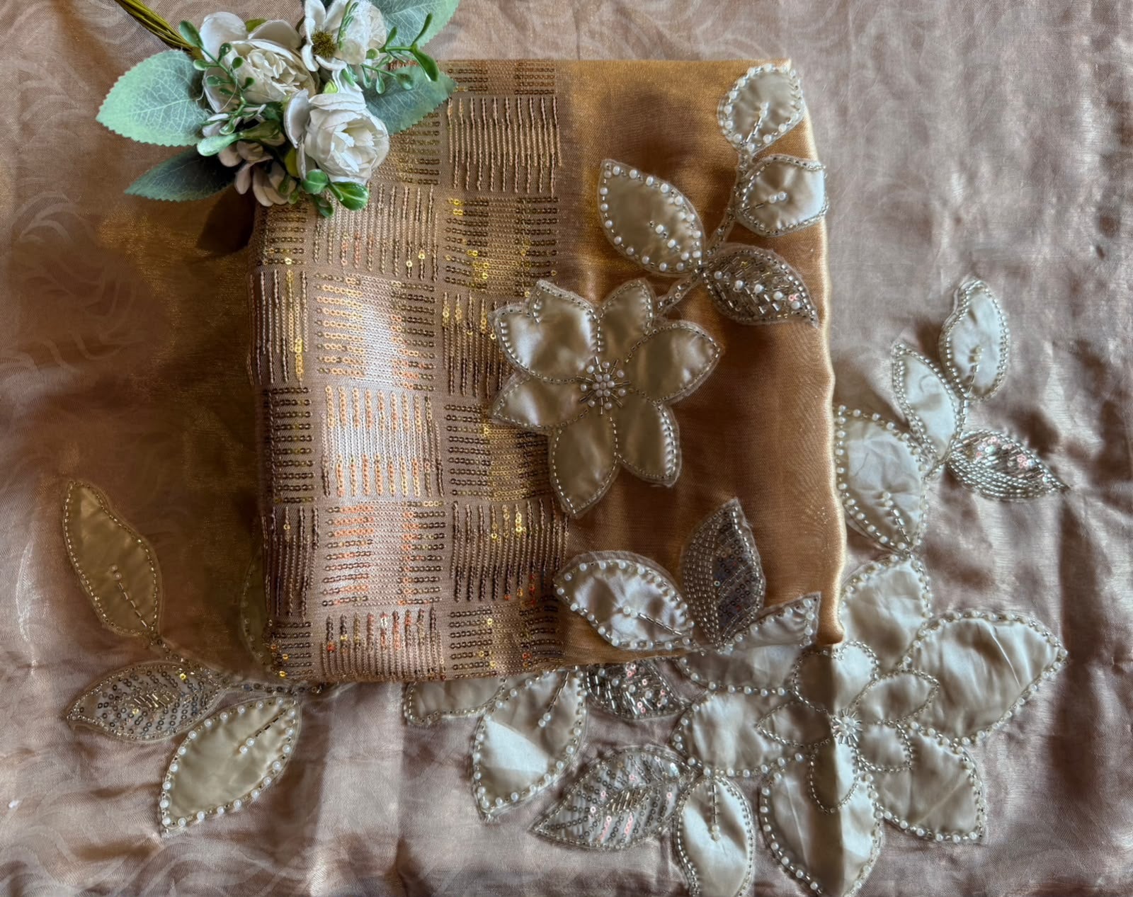 Champagne Appliqué patchwork floral Luxury Set