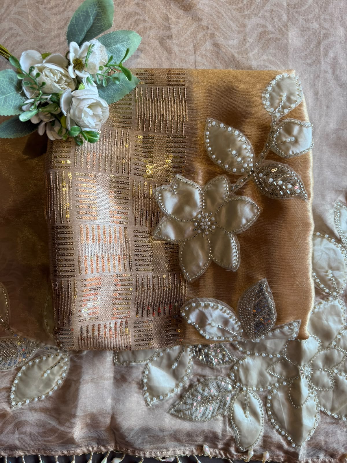 Champagne Appliqué patchwork floral Luxury Set