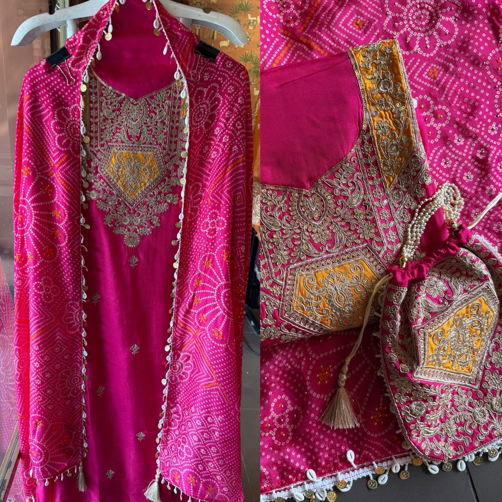 Pure silk Suit with Bandhani Inspired Festive Ensemble