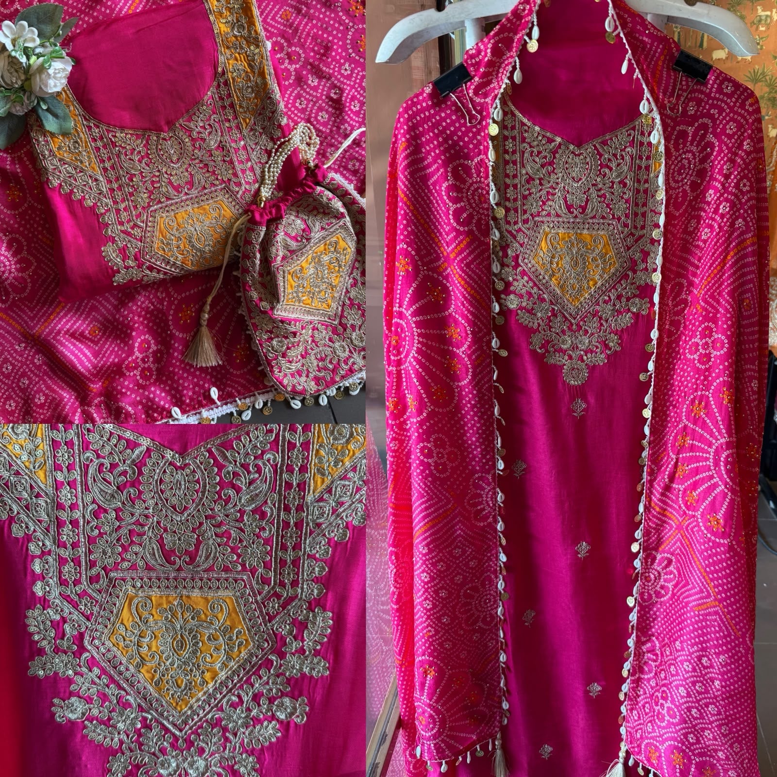 Pure silk Suit with Bandhani Inspired Festive Ensemble