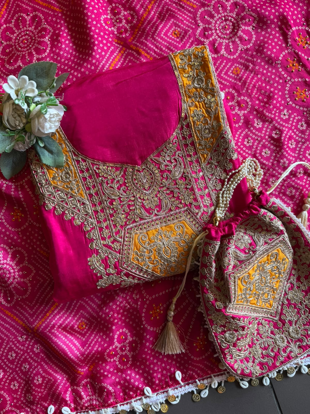 Pure silk Suit with Bandhani Inspired Festive Ensemble