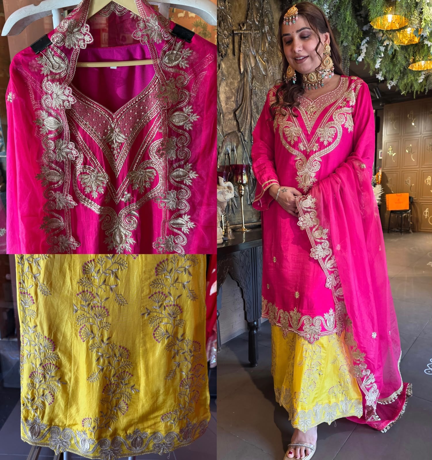 Rani Pink & Yellow Festive Sharara Set