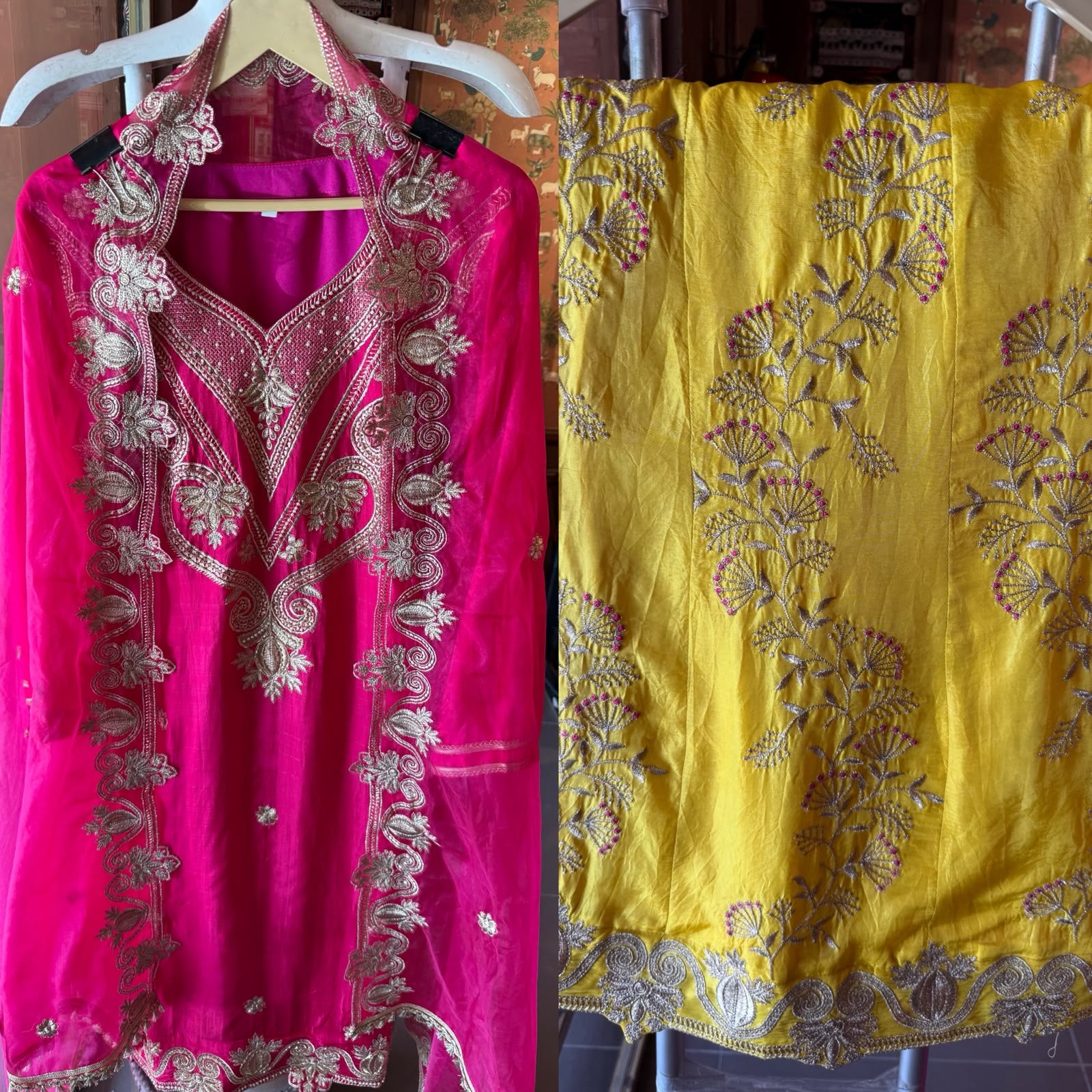 Rani Pink & Yellow Festive Sharara Set