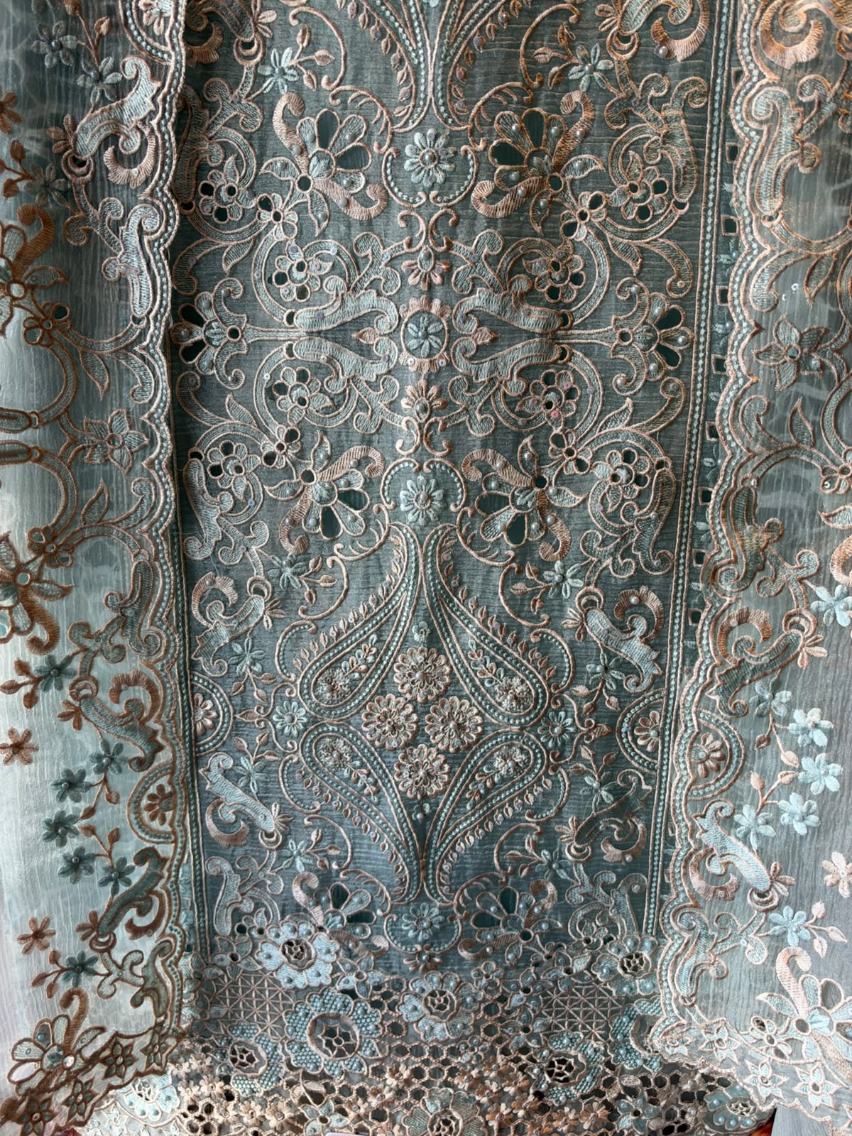 Pakistani cutwork Embroidered Suit Set