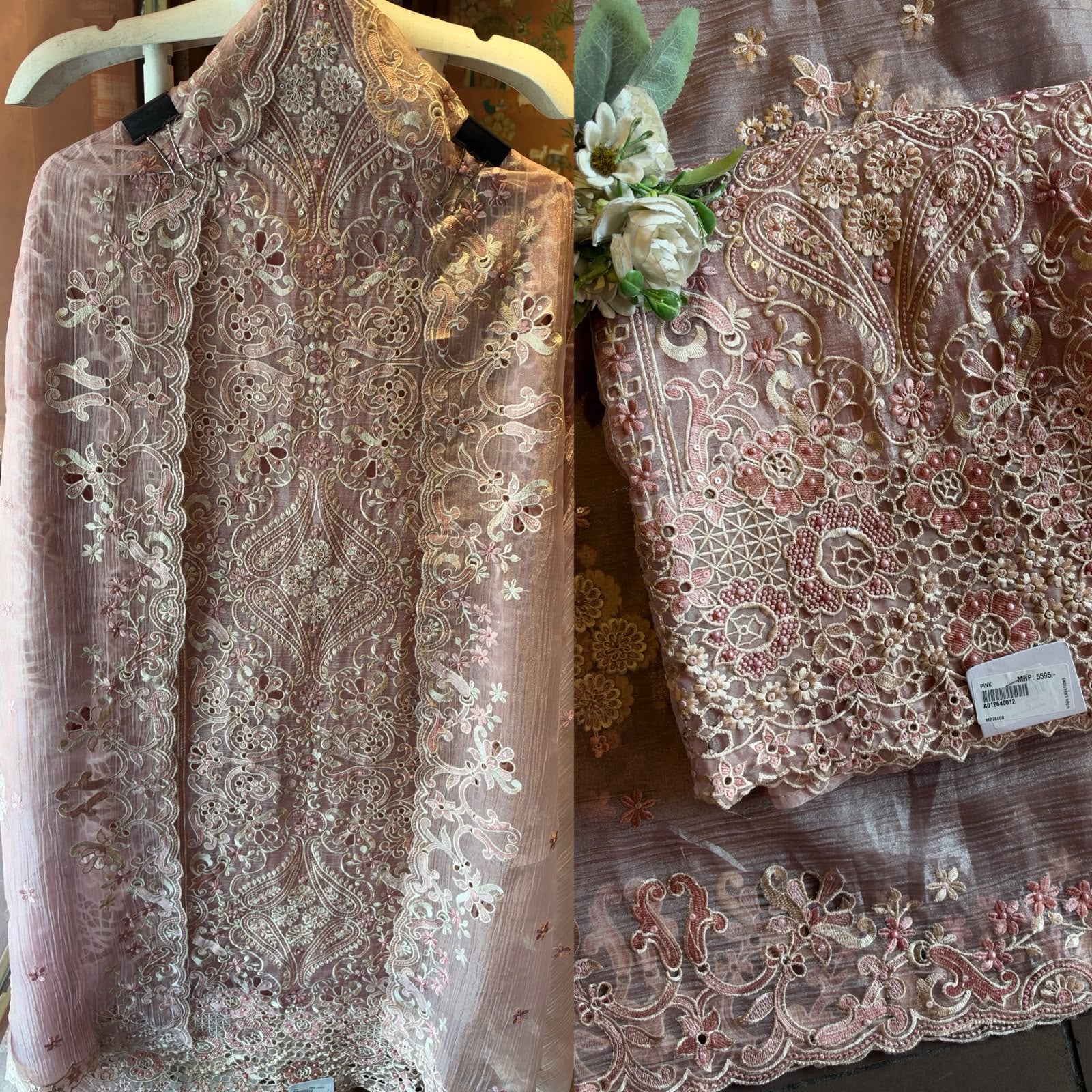 Pakistani cutwork Embroidered Suit Set