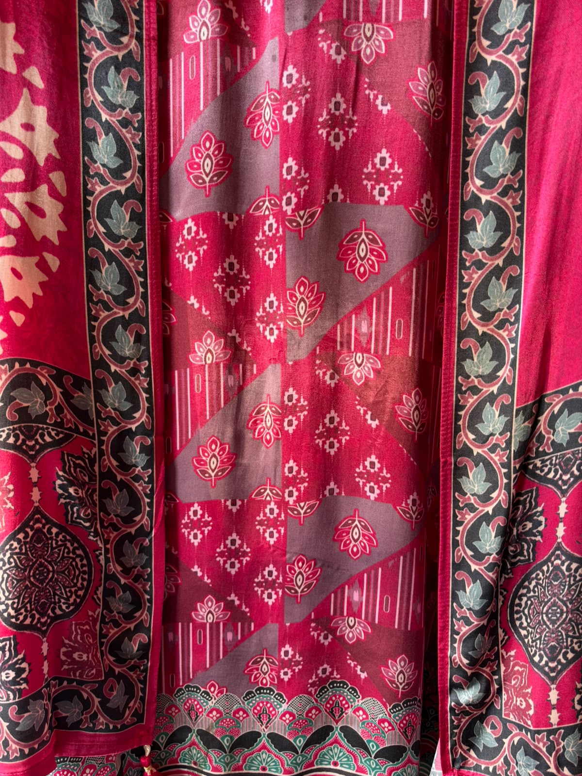 PURE GAJJI SILK AJRAKH PRINTED UNSTITCHED SUIT