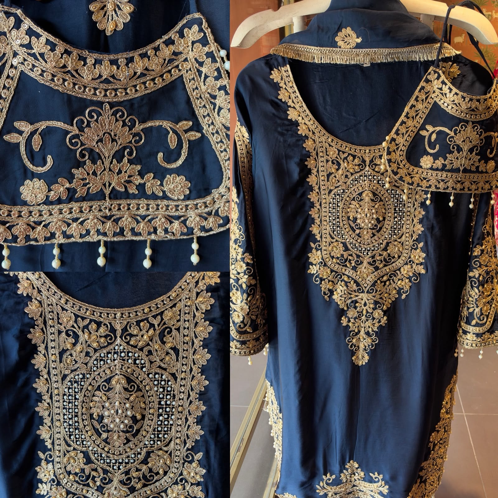 Embroidered designer Suit Set on PURE SATIN SILK