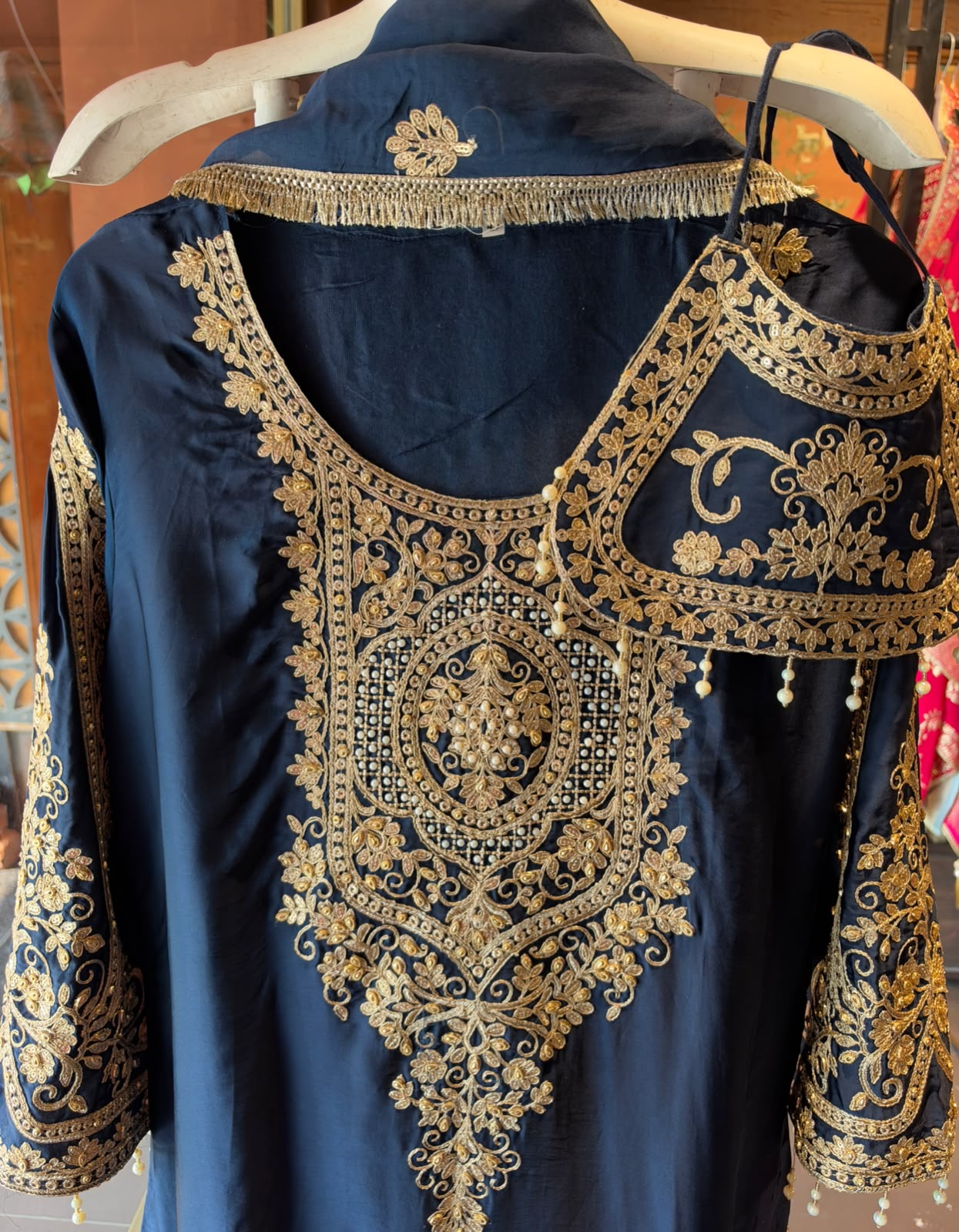 Embroidered designer Suit Set on PURE SATIN SILK