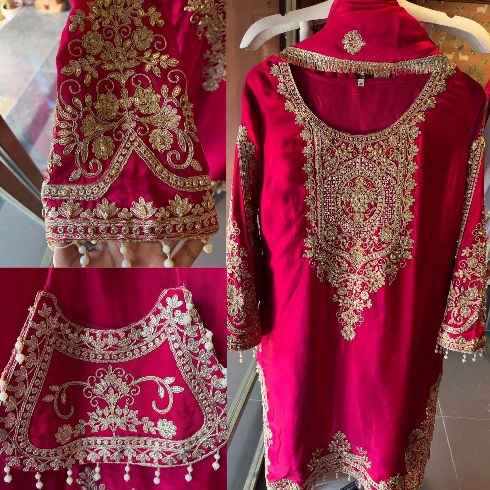 Embroidered designer Suit Set on PURE SATIN SILK