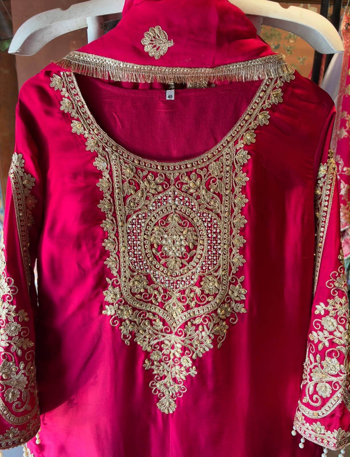 Embroidered designer Suit Set on PURE SATIN SILK