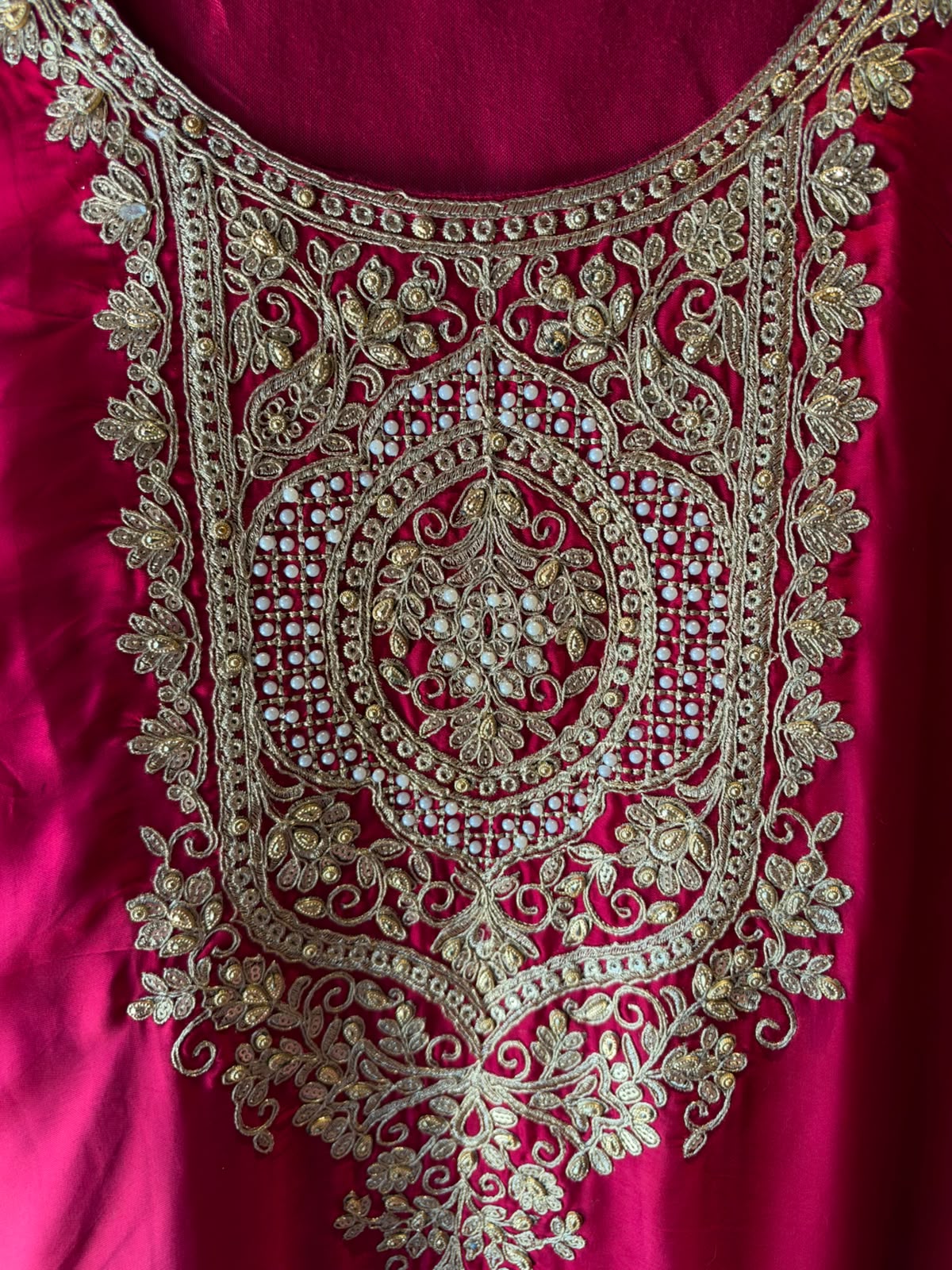 Embroidered designer Suit Set on PURE SATIN SILK