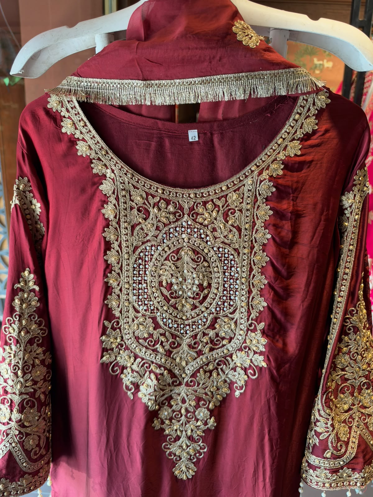 Embroidered designer Suit Set on PURE SATIN SILK