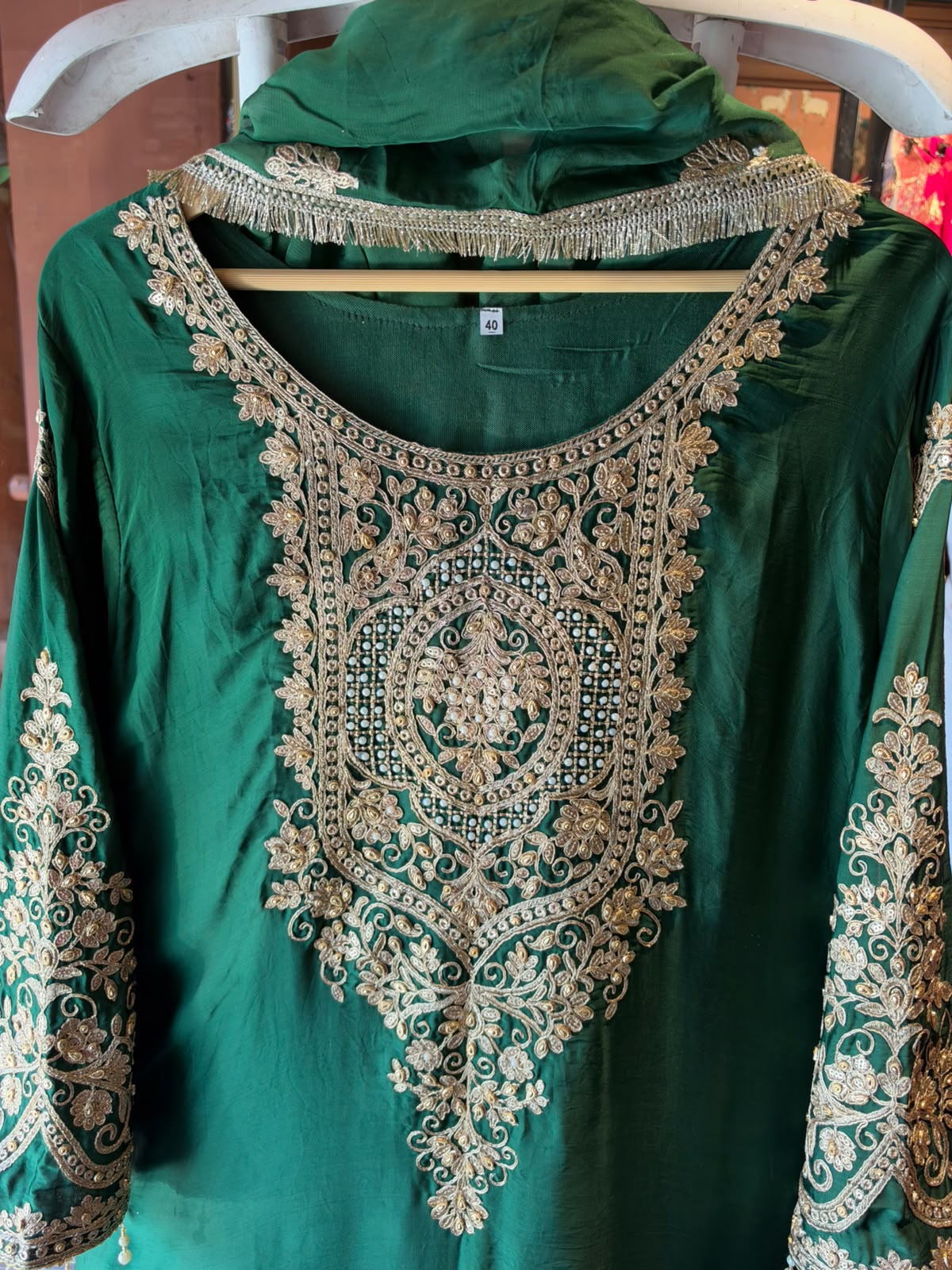 Embroidered designer Suit Set on PURE SATIN SILK