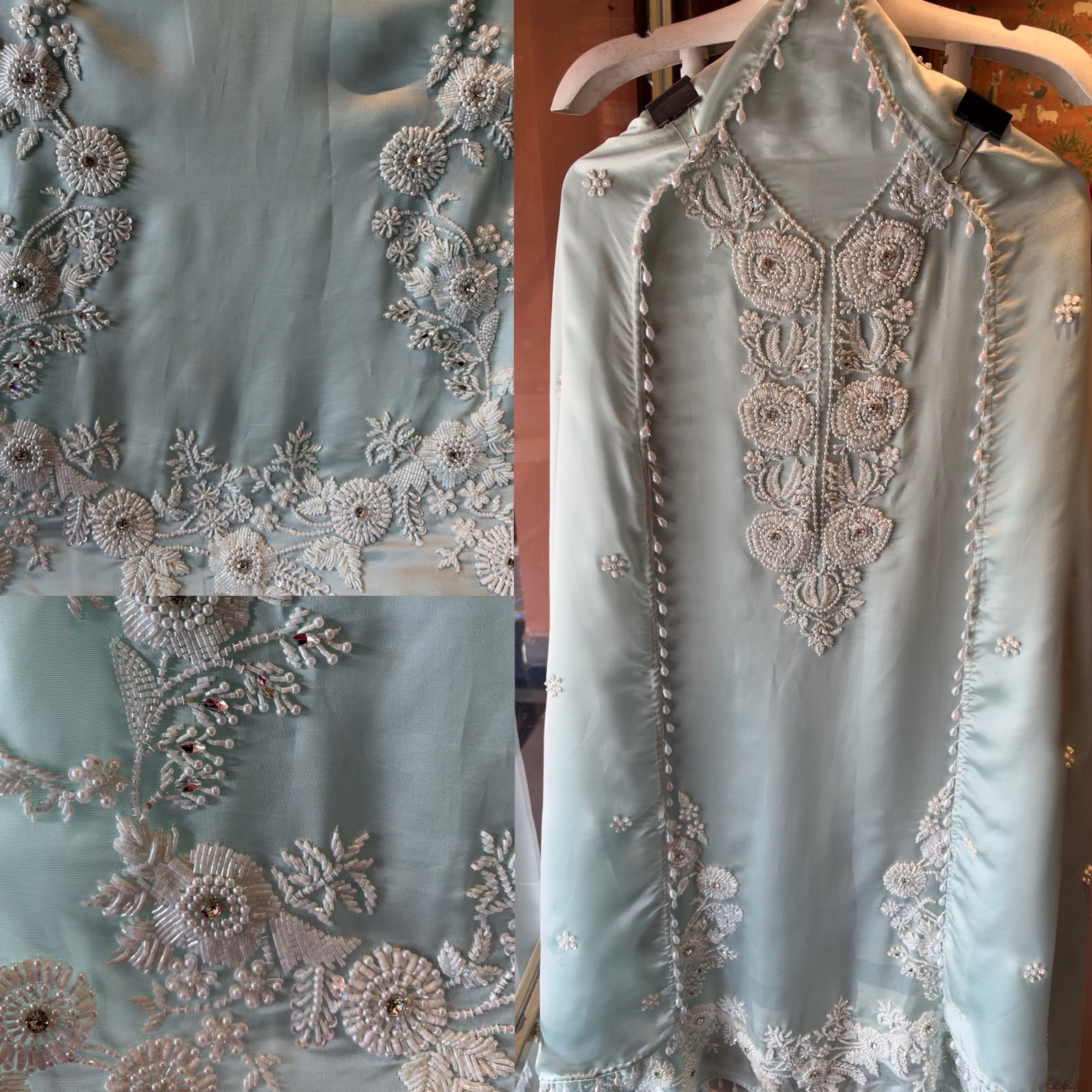 Pearl and beads Embroidered Suit Set