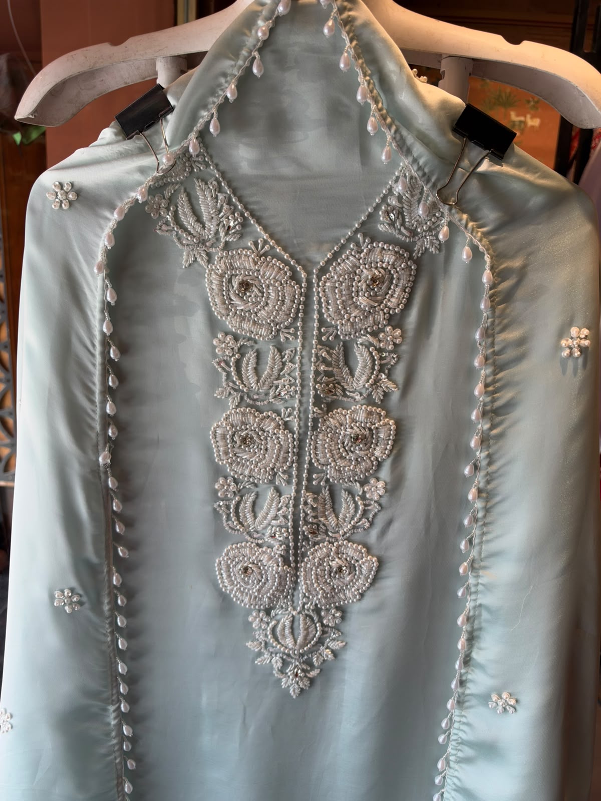 Pearl and beads Embroidered Suit Set