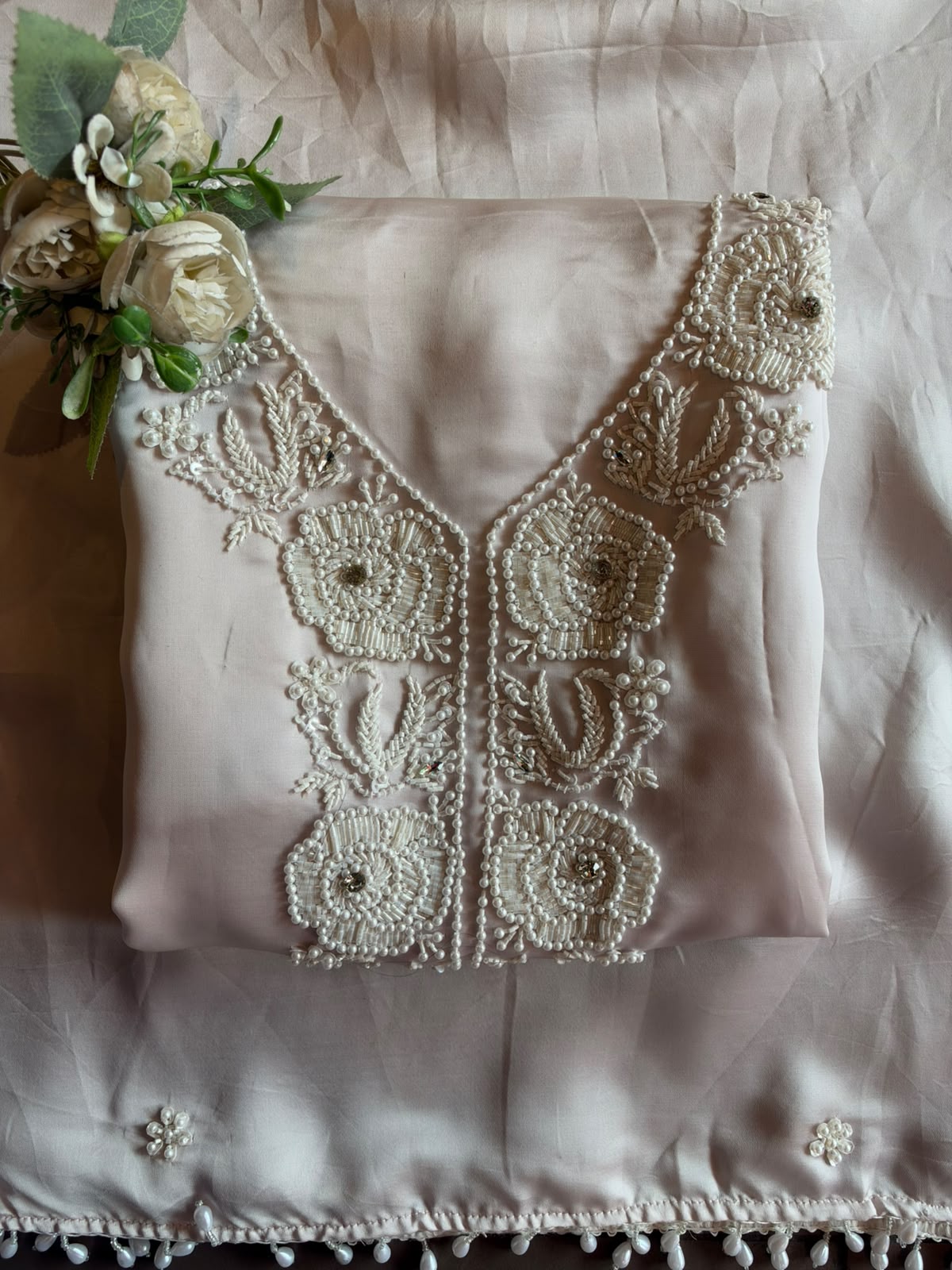 Pearl and beads Embroidered Suit Set