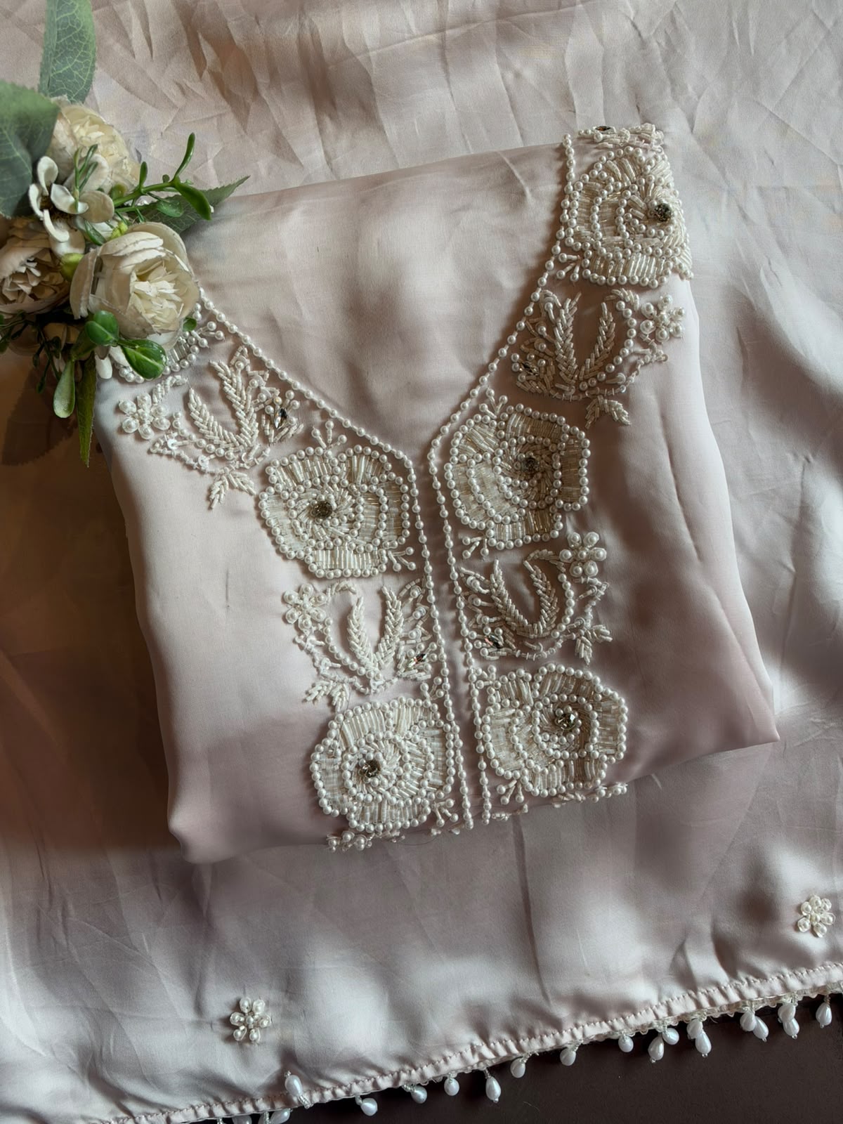 Pearl and beads Embroidered Suit Set