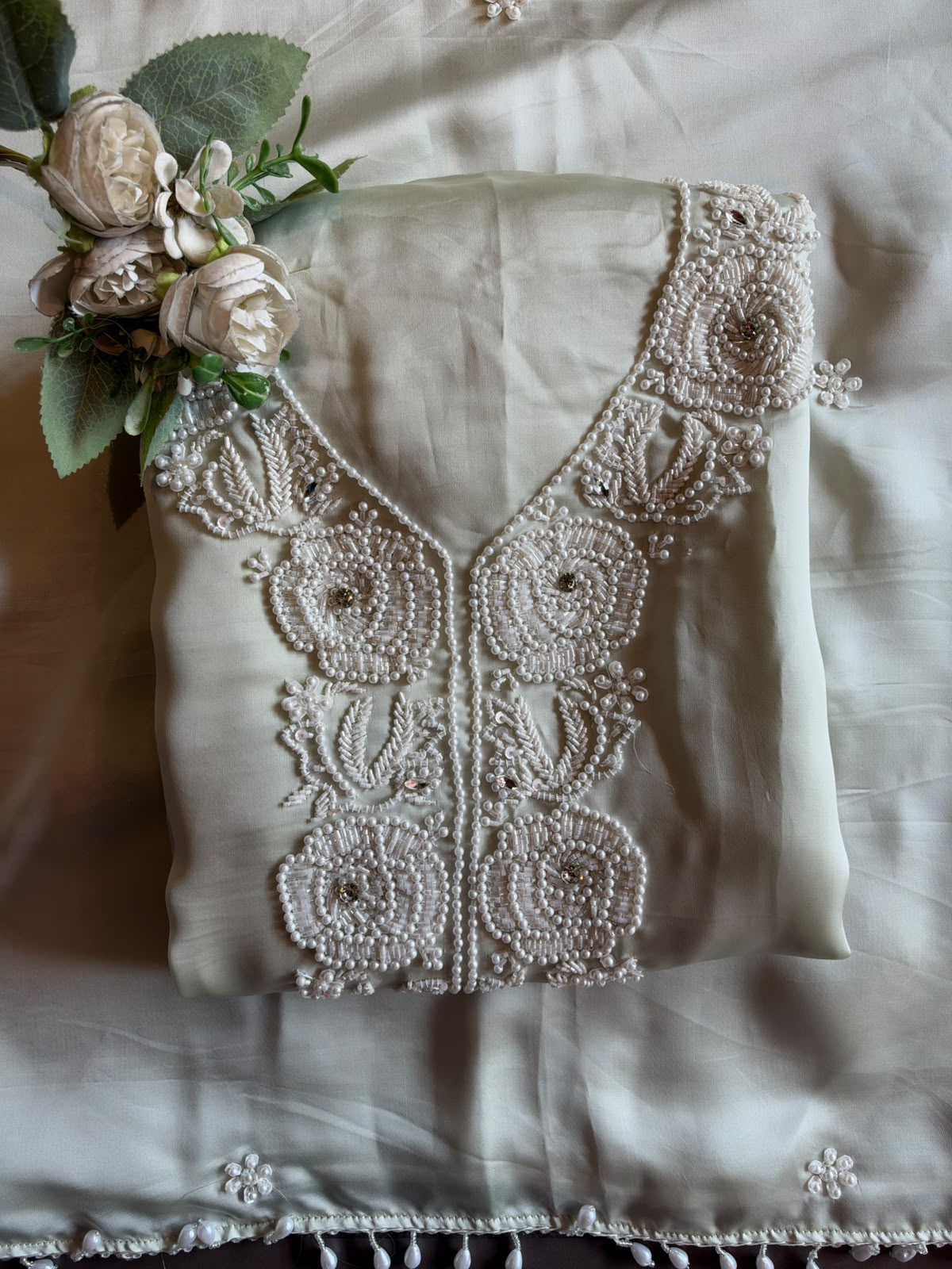 Pearl and beads Embroidered Suit Set