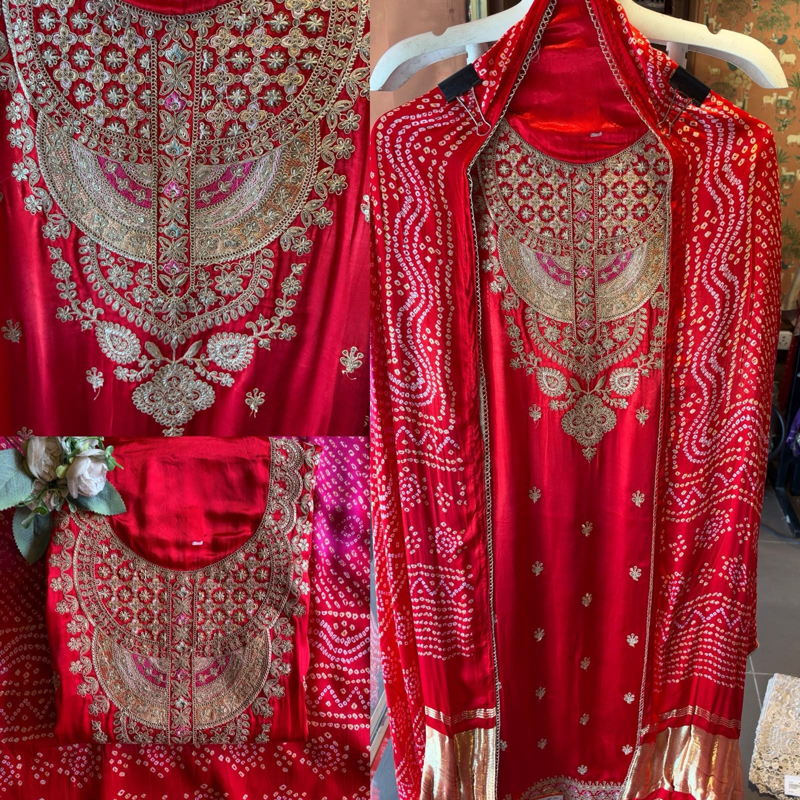 Gajji silk with ombré shading paired up with a bandhani dupatta