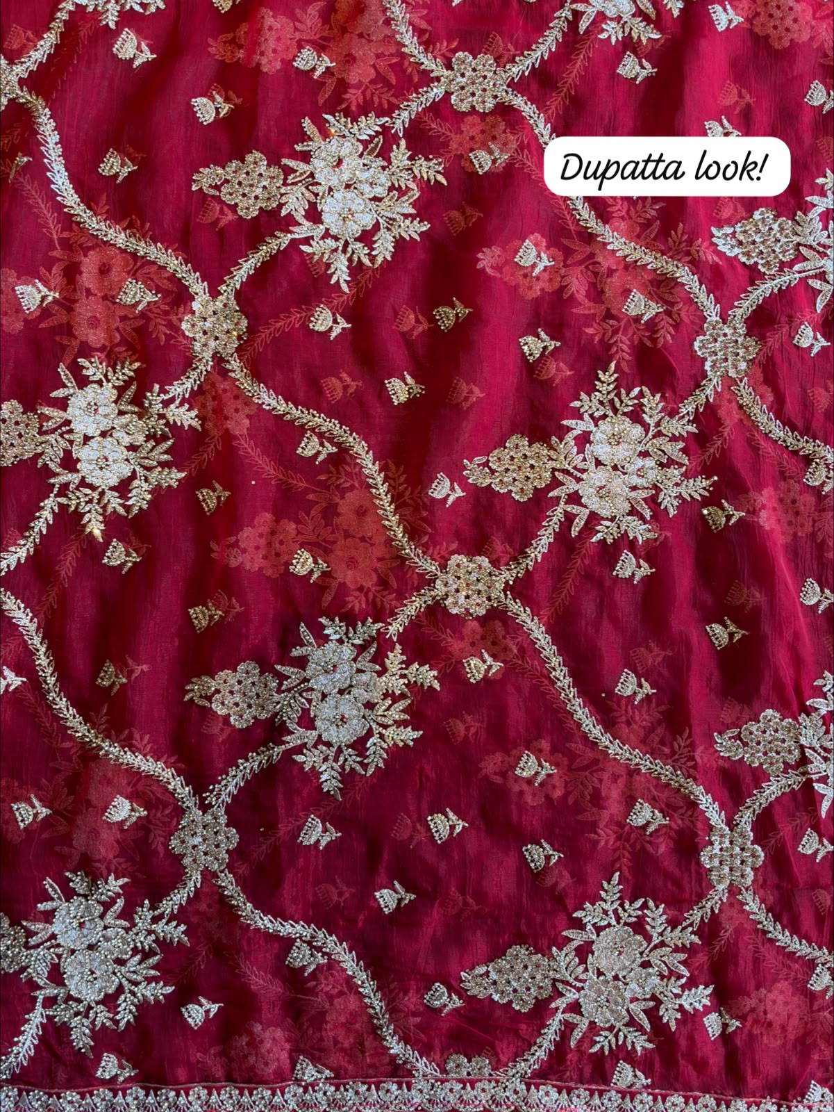 Ruby Red Embroidered Suit Set with stone work