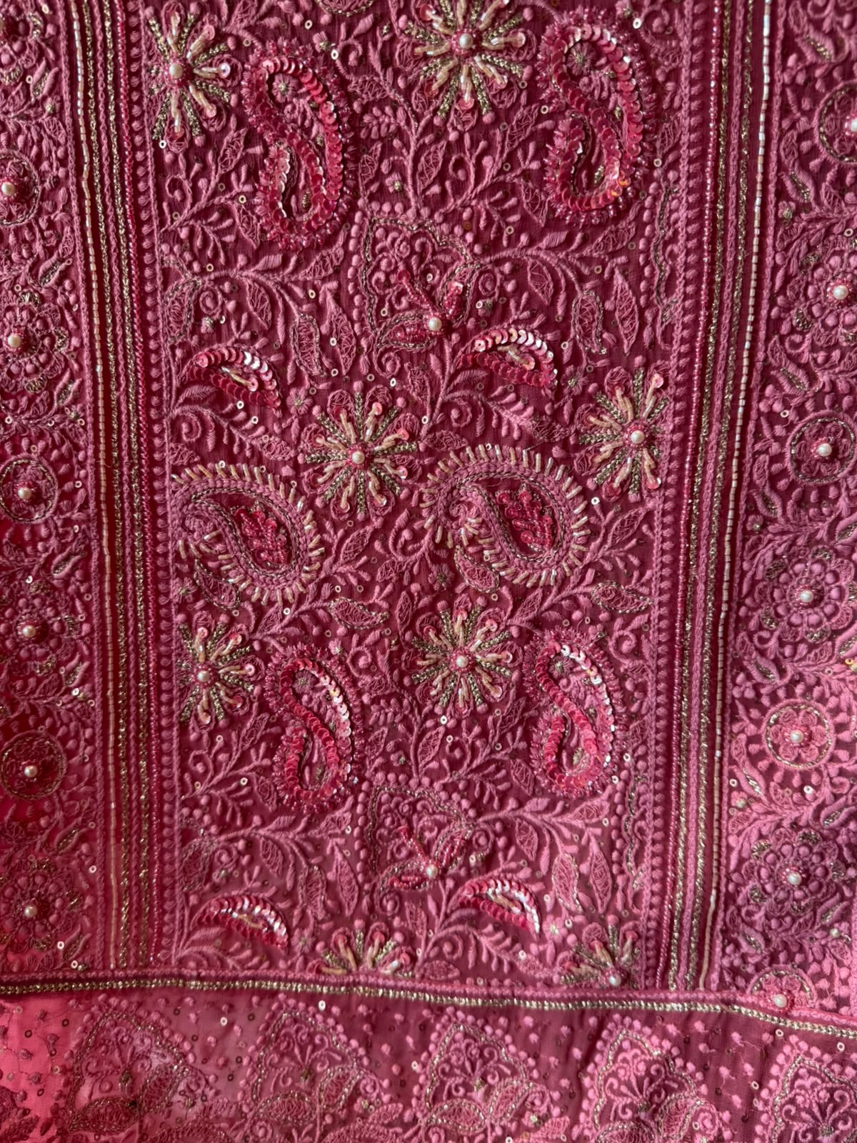 Pure Georgette Unstitched shirt heavily thread embroidered