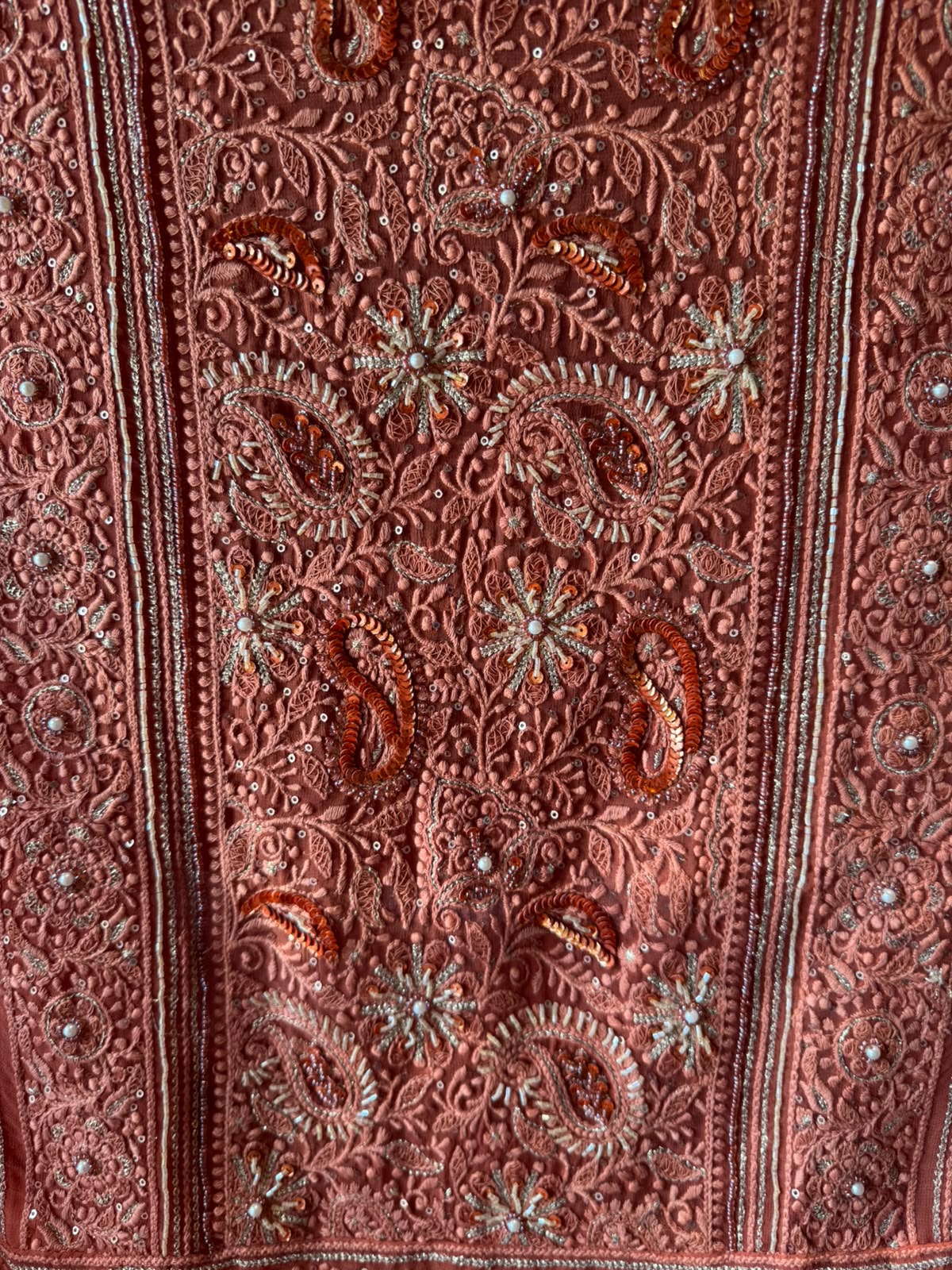 Pure Georgette Unstitched shirt heavily thread embroidered