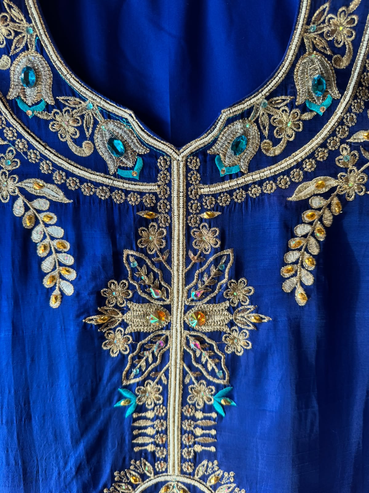 Royal Blue & Turquoise Embroidered Suit Set