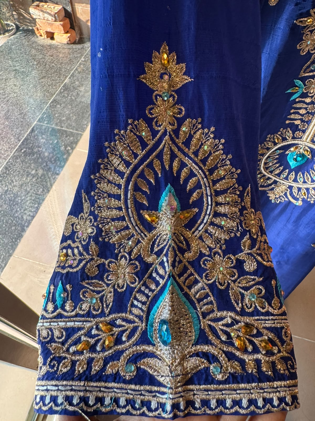Royal Blue & Turquoise Embroidered Suit Set