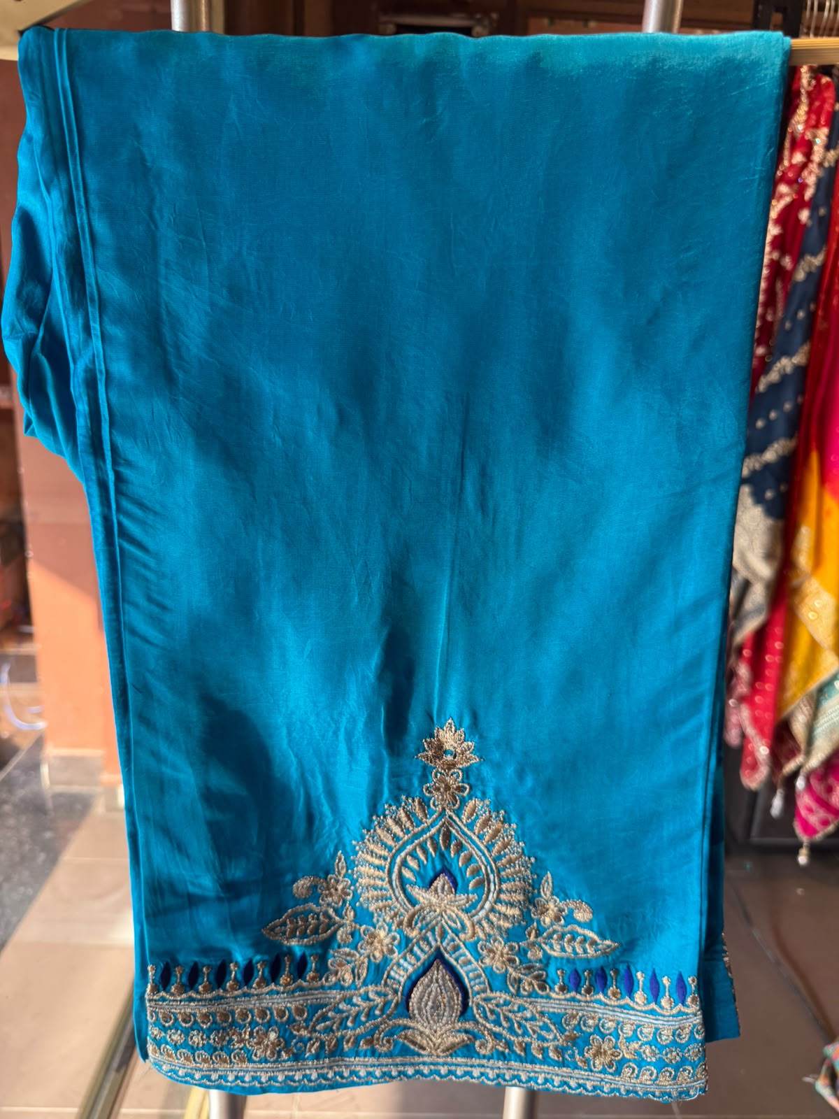 Royal Blue & Turquoise Embroidered Suit Set
