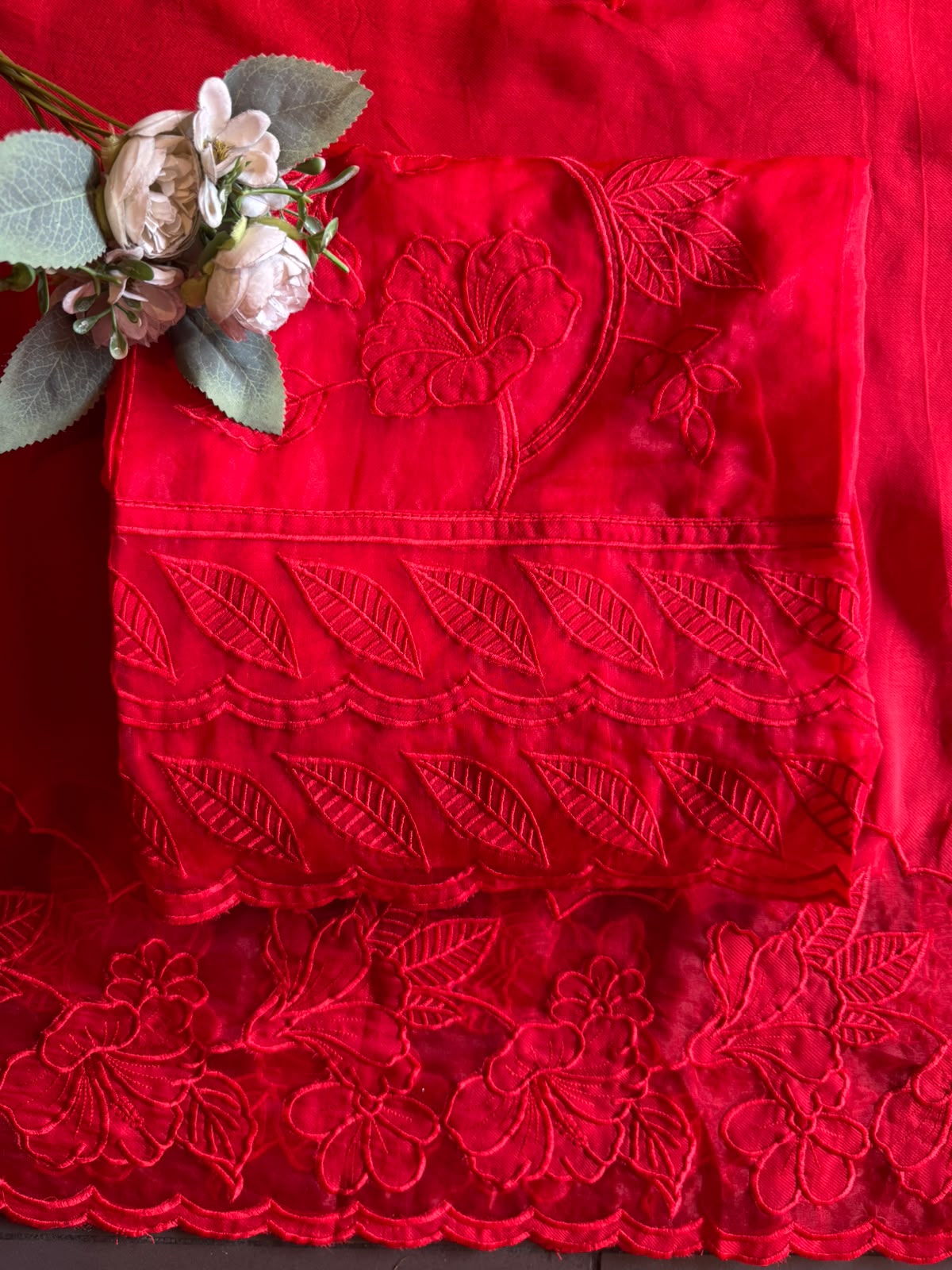 Appliqué Floral Embroidered Suit