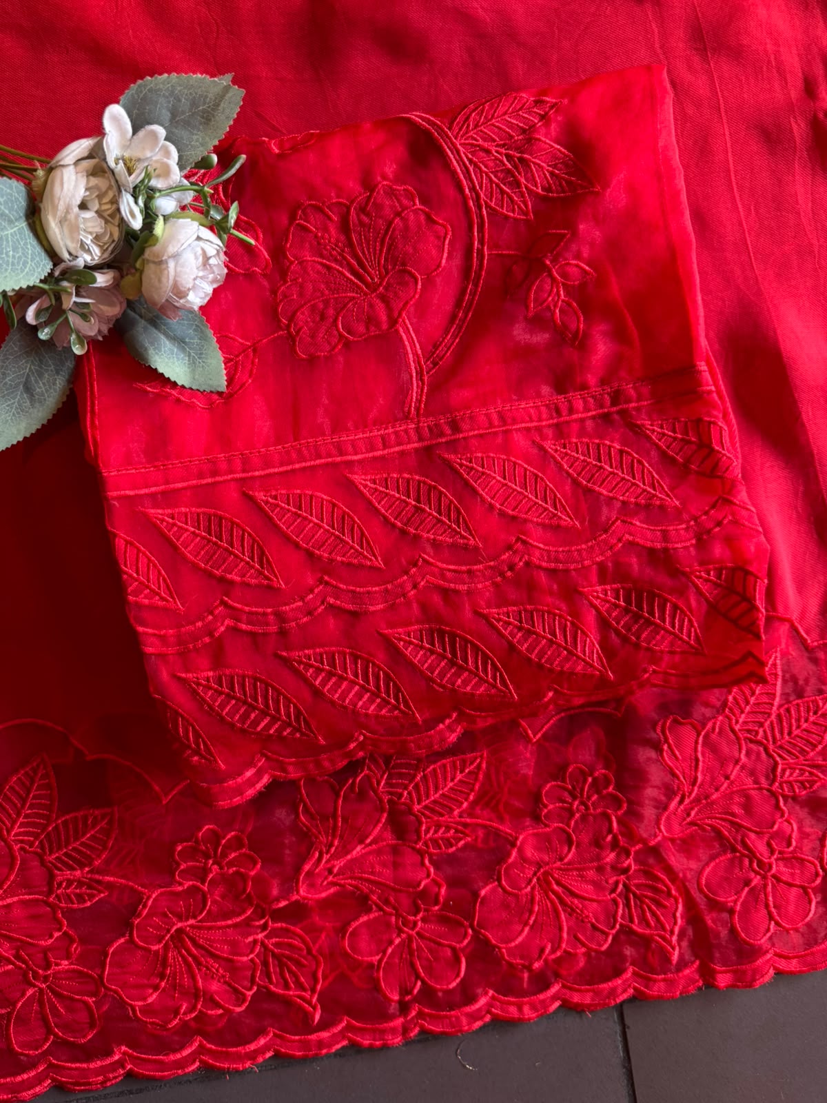 Appliqué Floral Embroidered Suit
