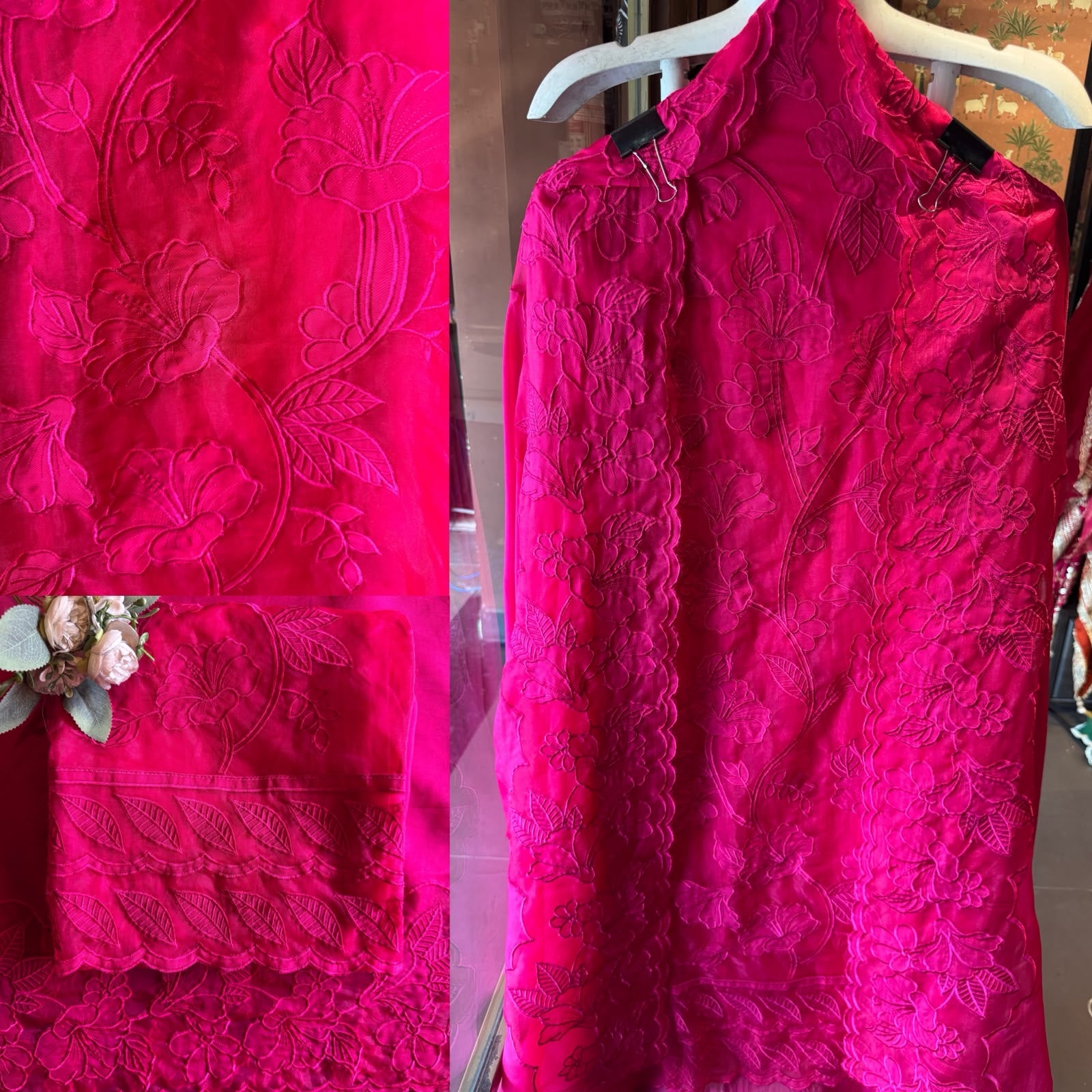 Appliqué Floral Embroidered Suit