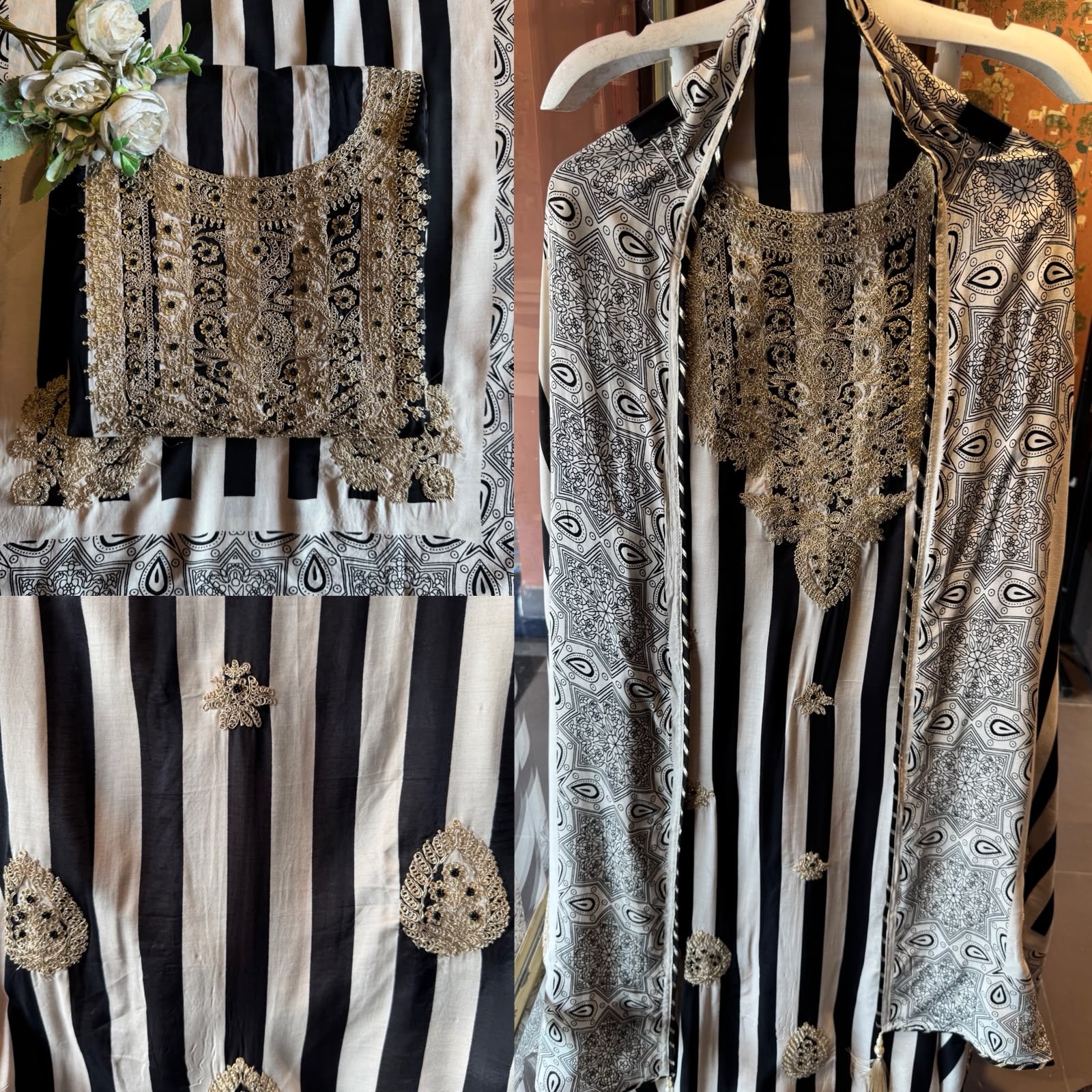 Bold stripes meet timeless ethnic elegance unstitched suit