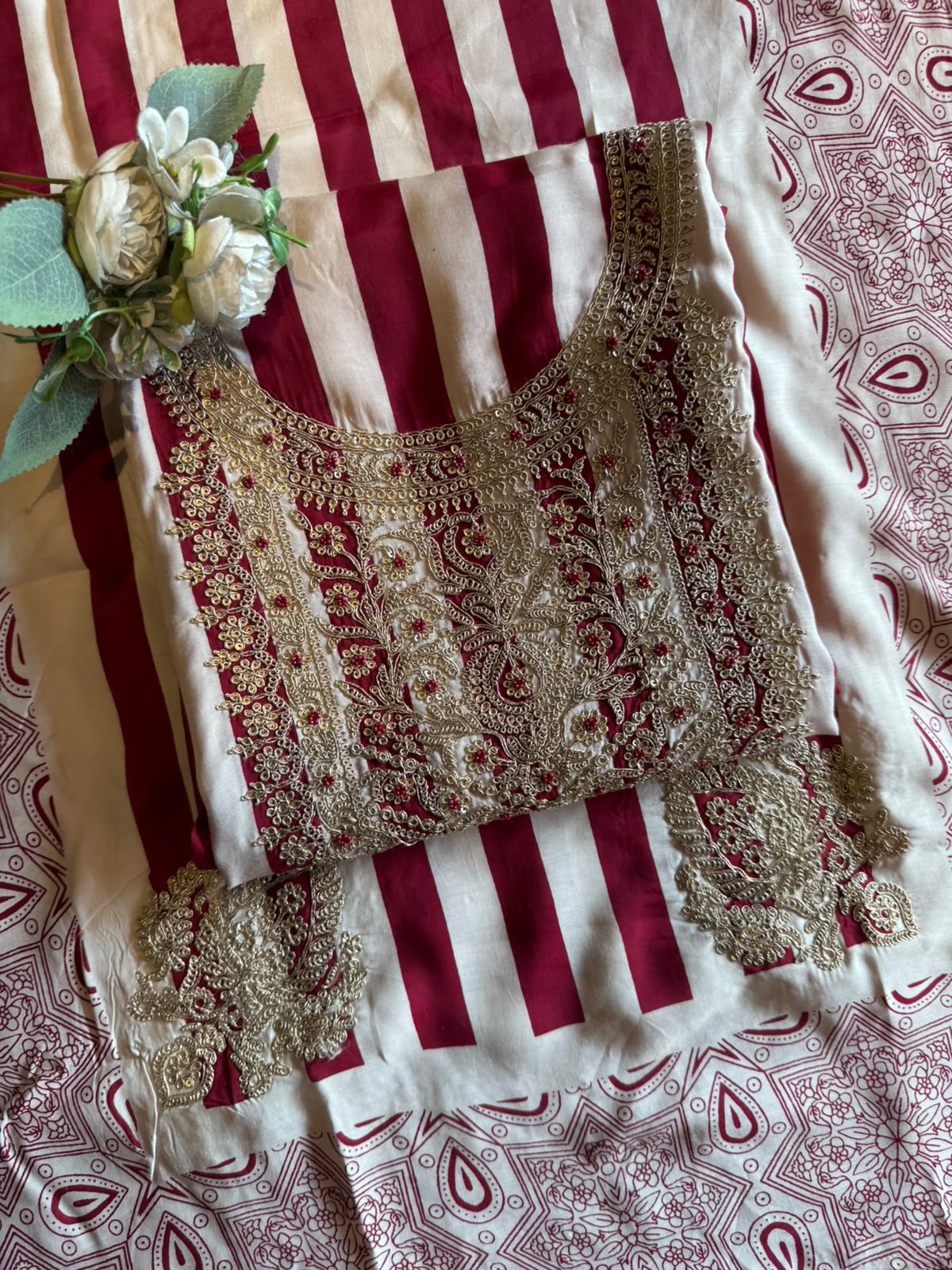 Bold stripes meet timeless ethnic elegance unstitched suit