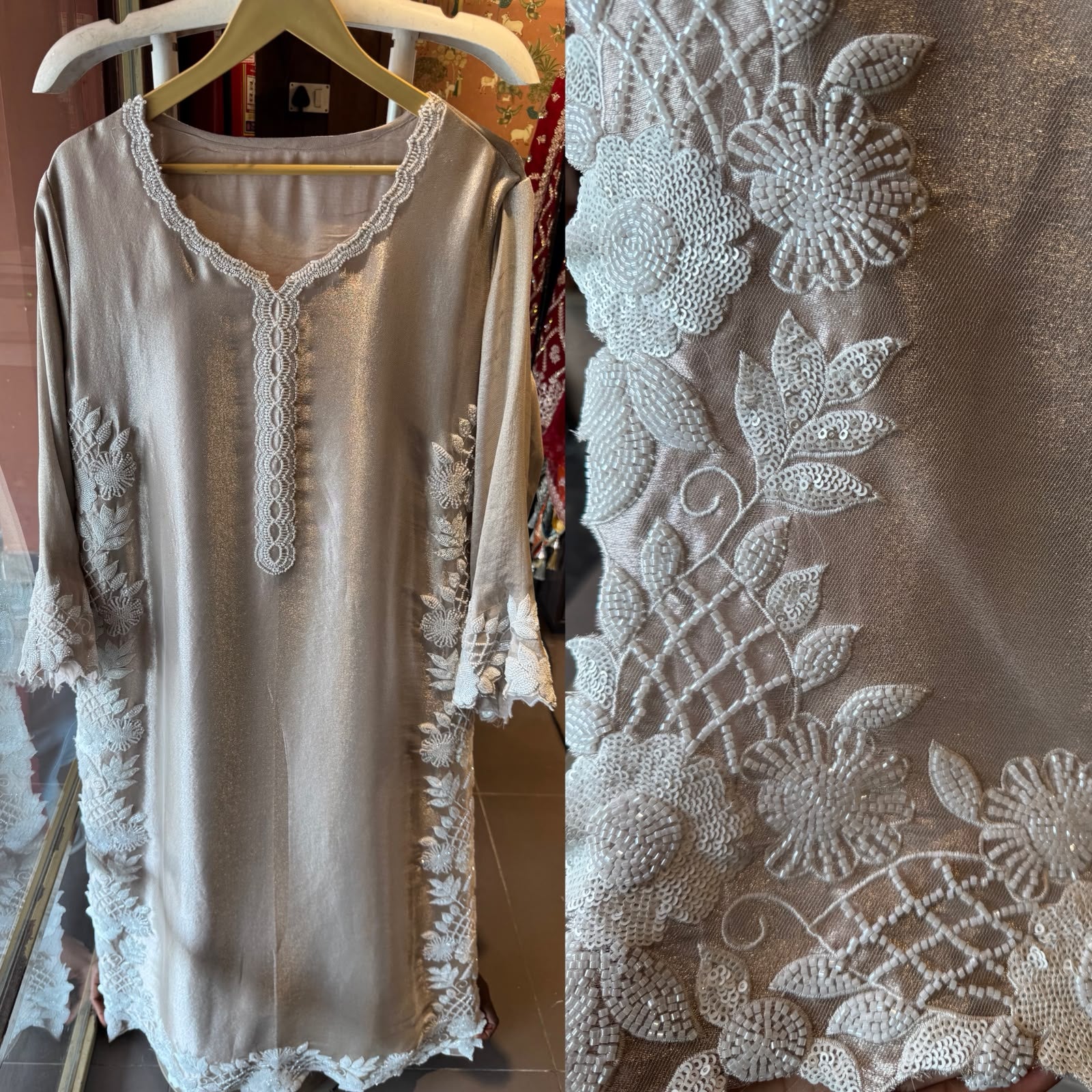 BEADS EMBELLISHED LONG DRESS
