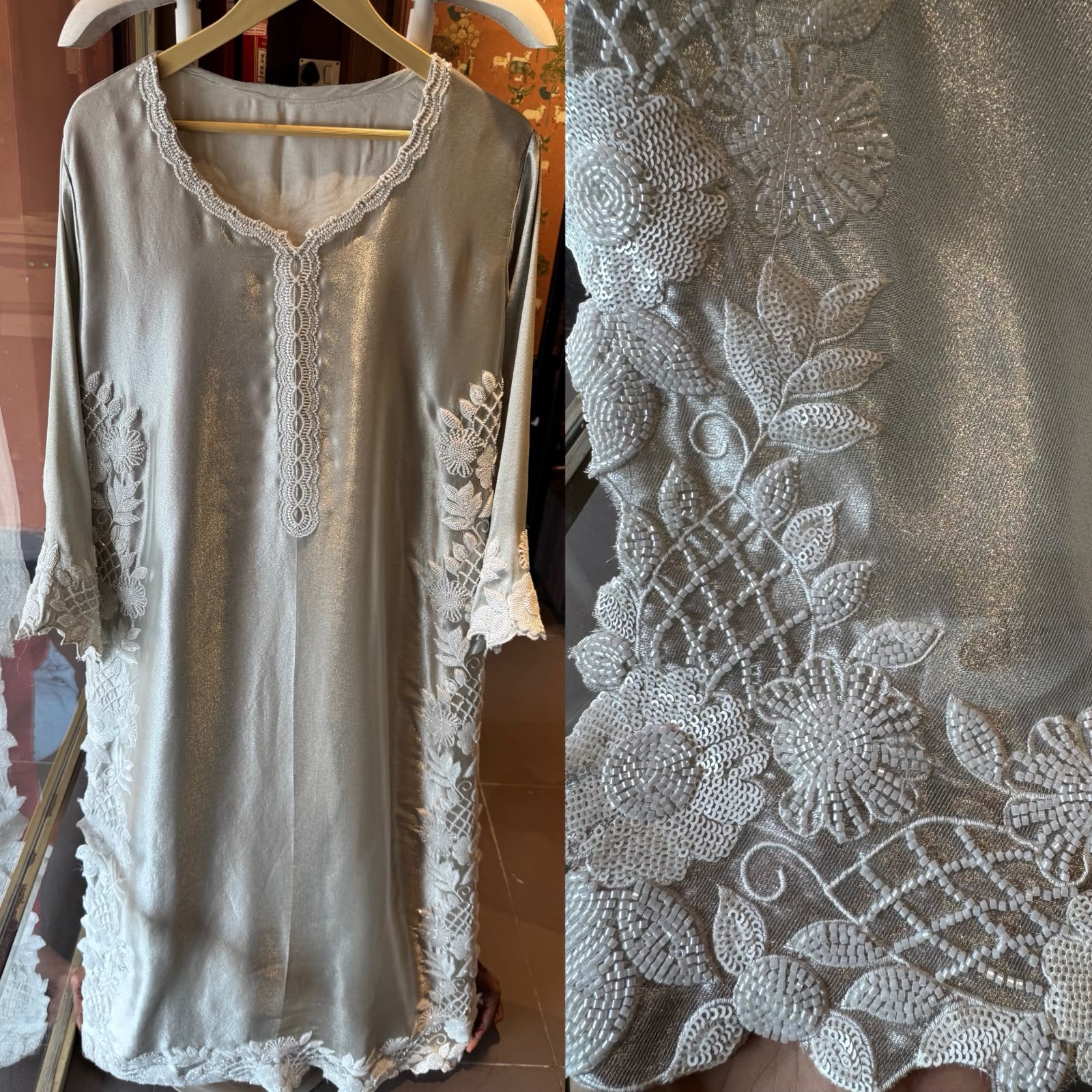 BEADS EMBELLISHED LONG DRESS