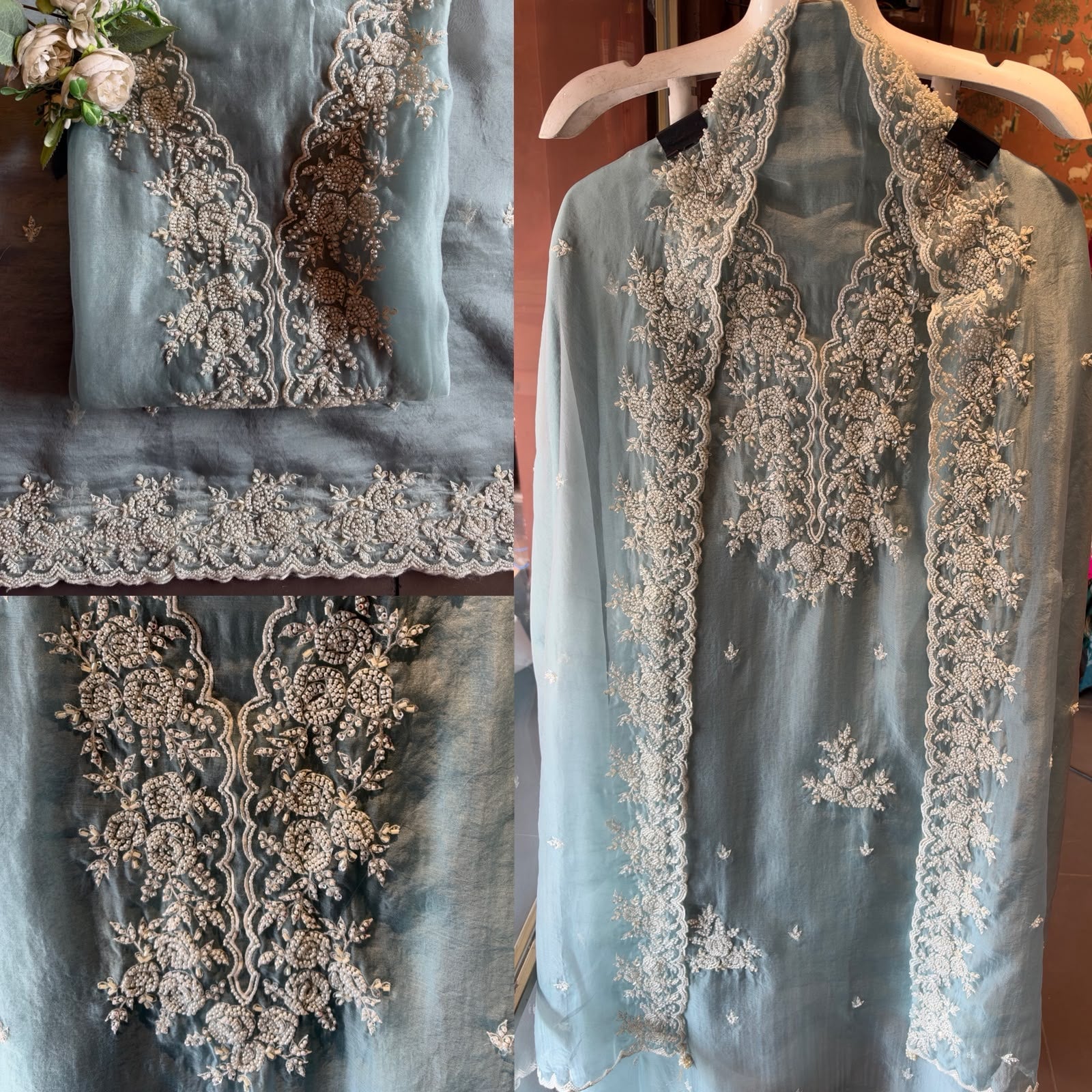 Pearl and beads Embroidered Suit Set