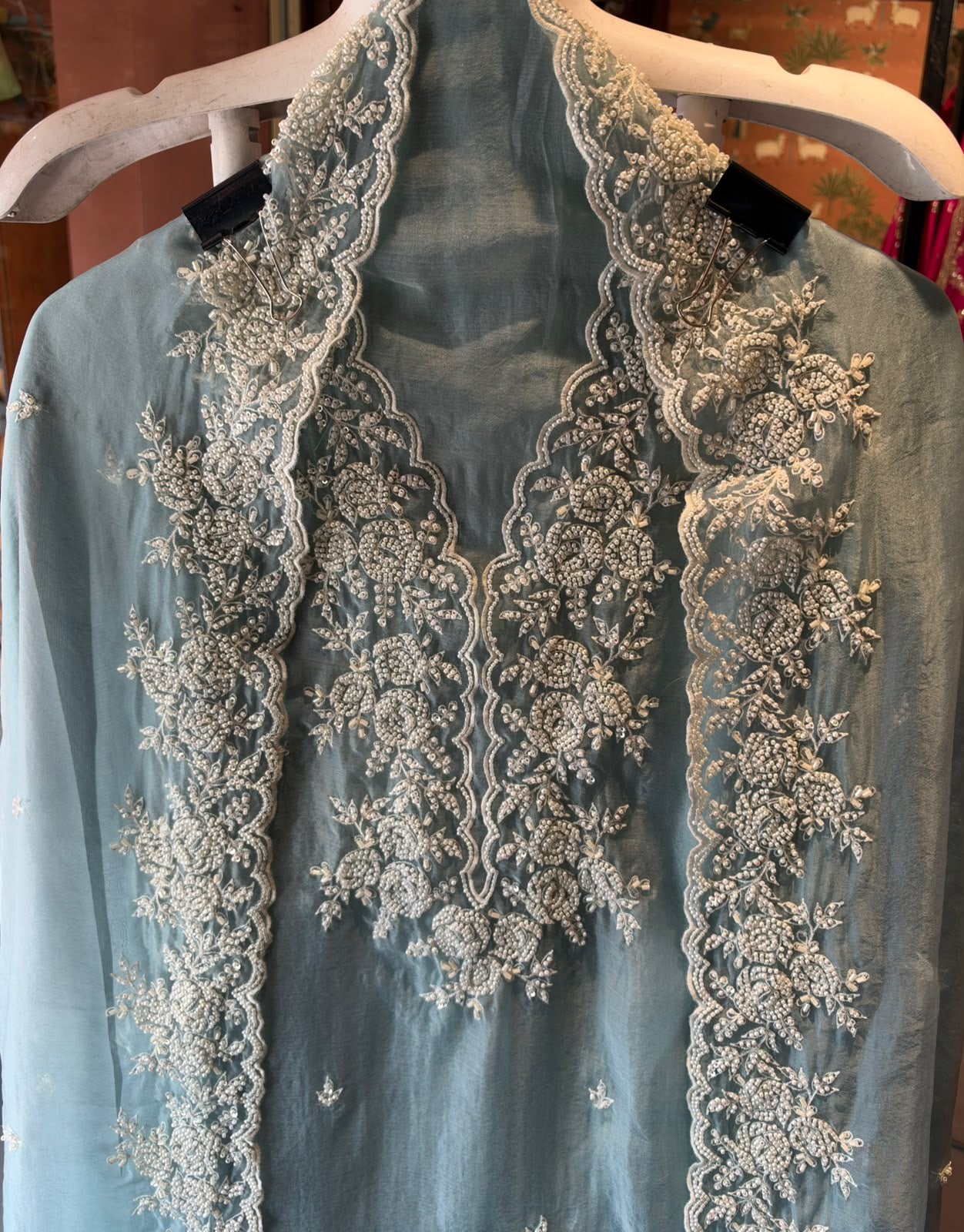 Pearl and beads Embroidered Suit Set