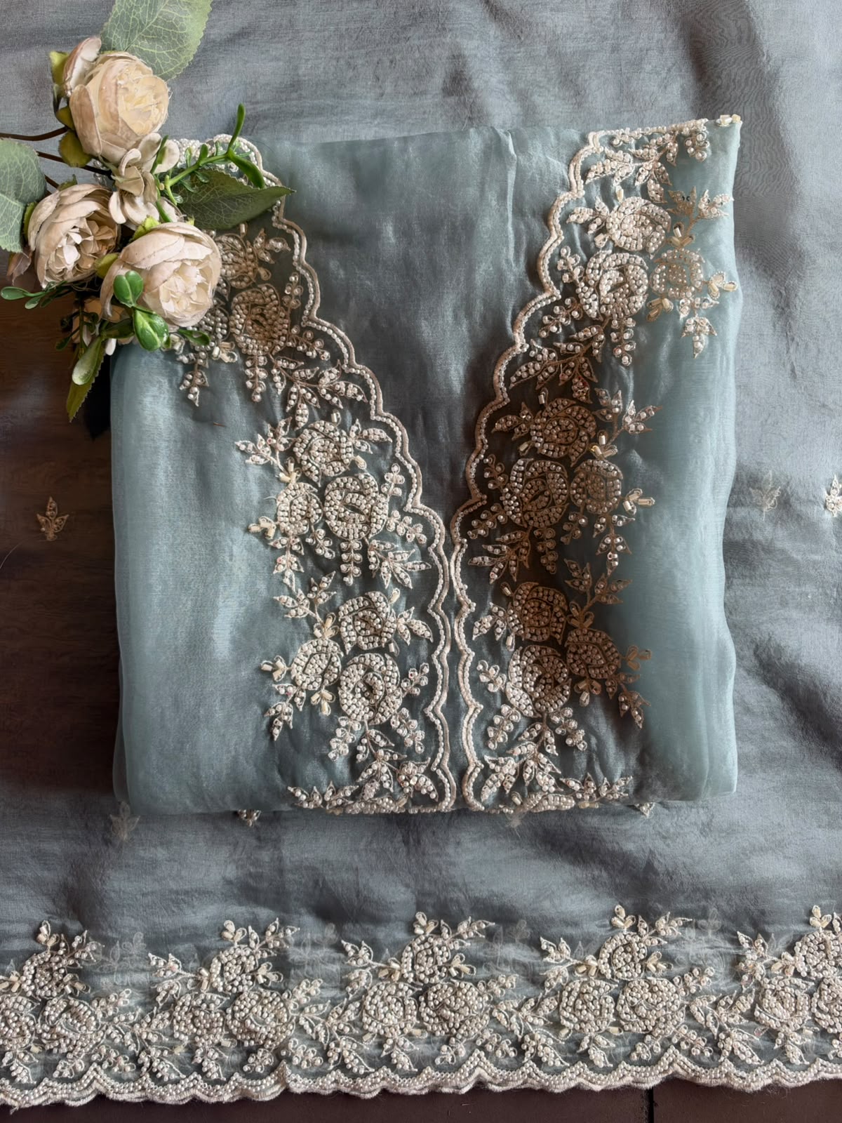 Pearl and beads Embroidered Suit Set
