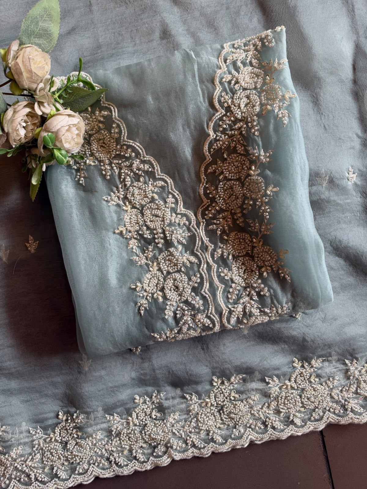 Pearl and beads Embroidered Suit Set