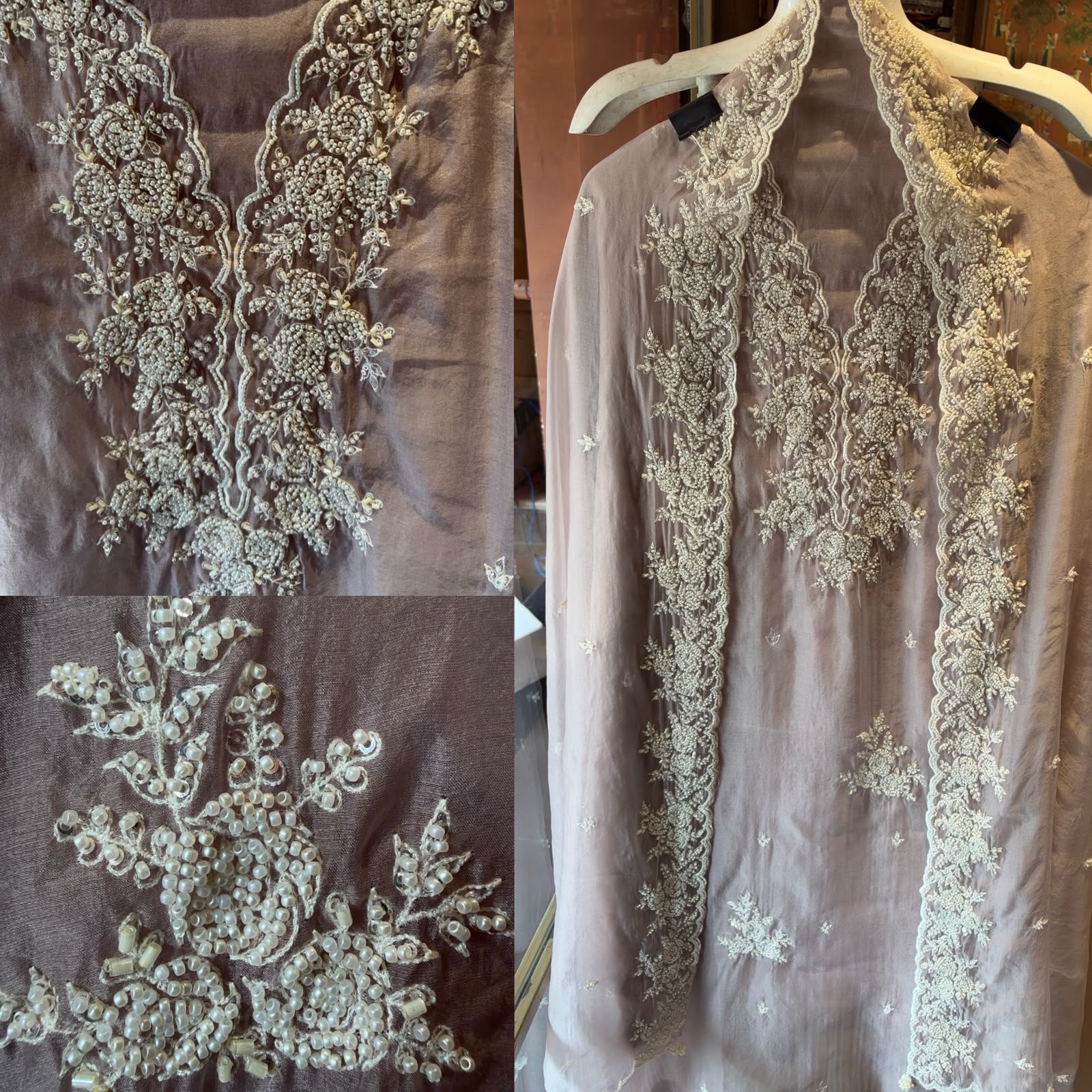 Pearl and beads Embroidered Suit Set