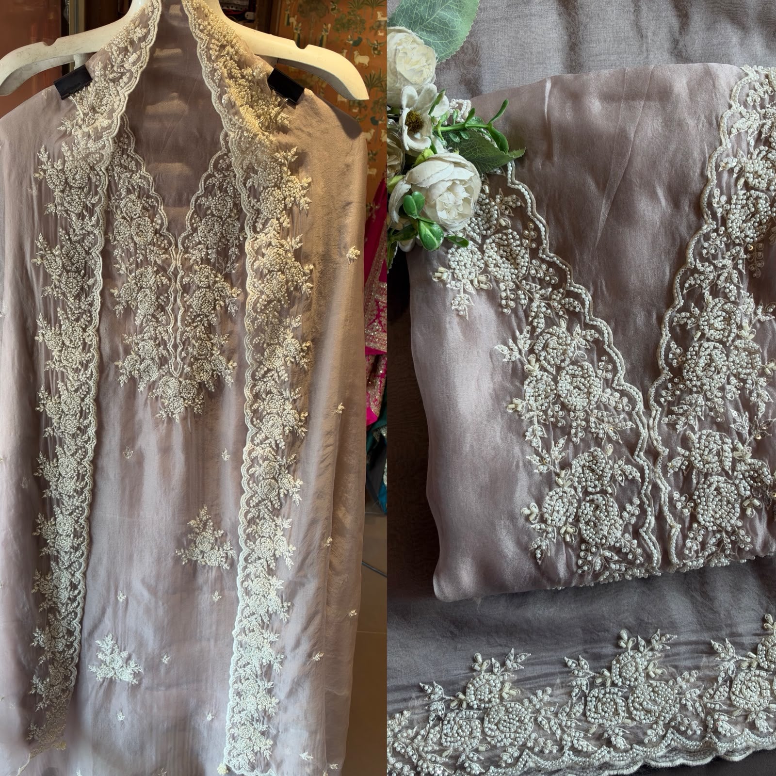 Pearl and beads Embroidered Suit Set