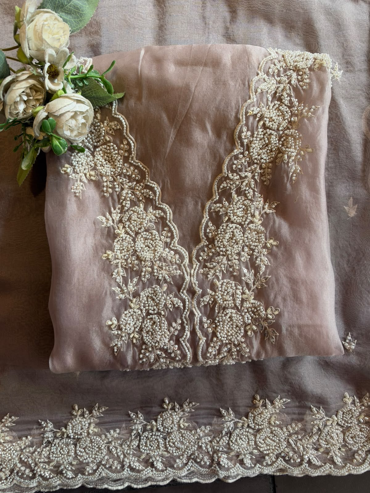 Pearl and beads Embroidered Suit Set