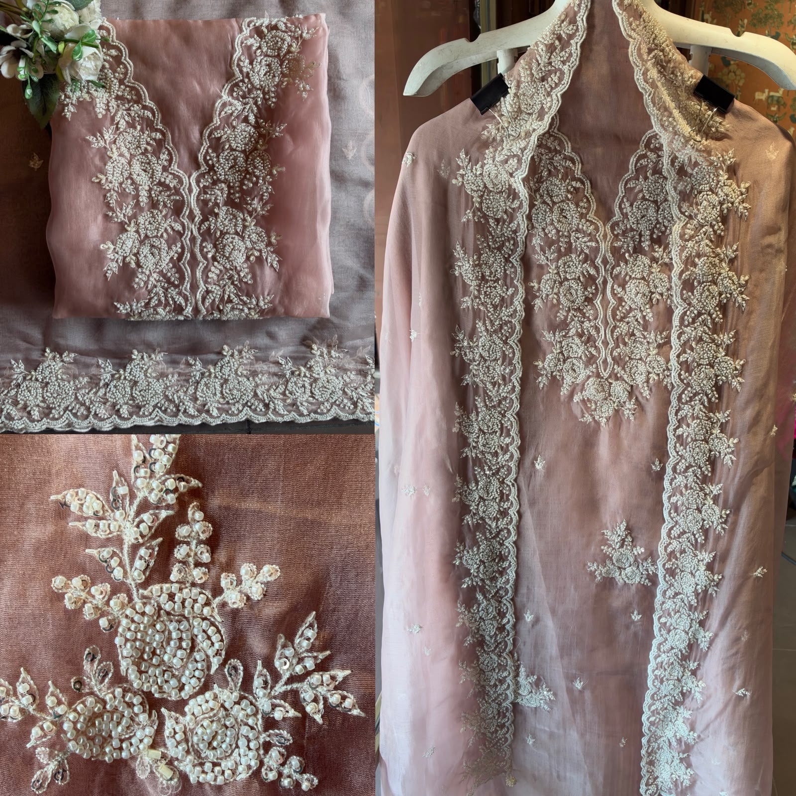 Pearl and beads Embroidered Suit Set